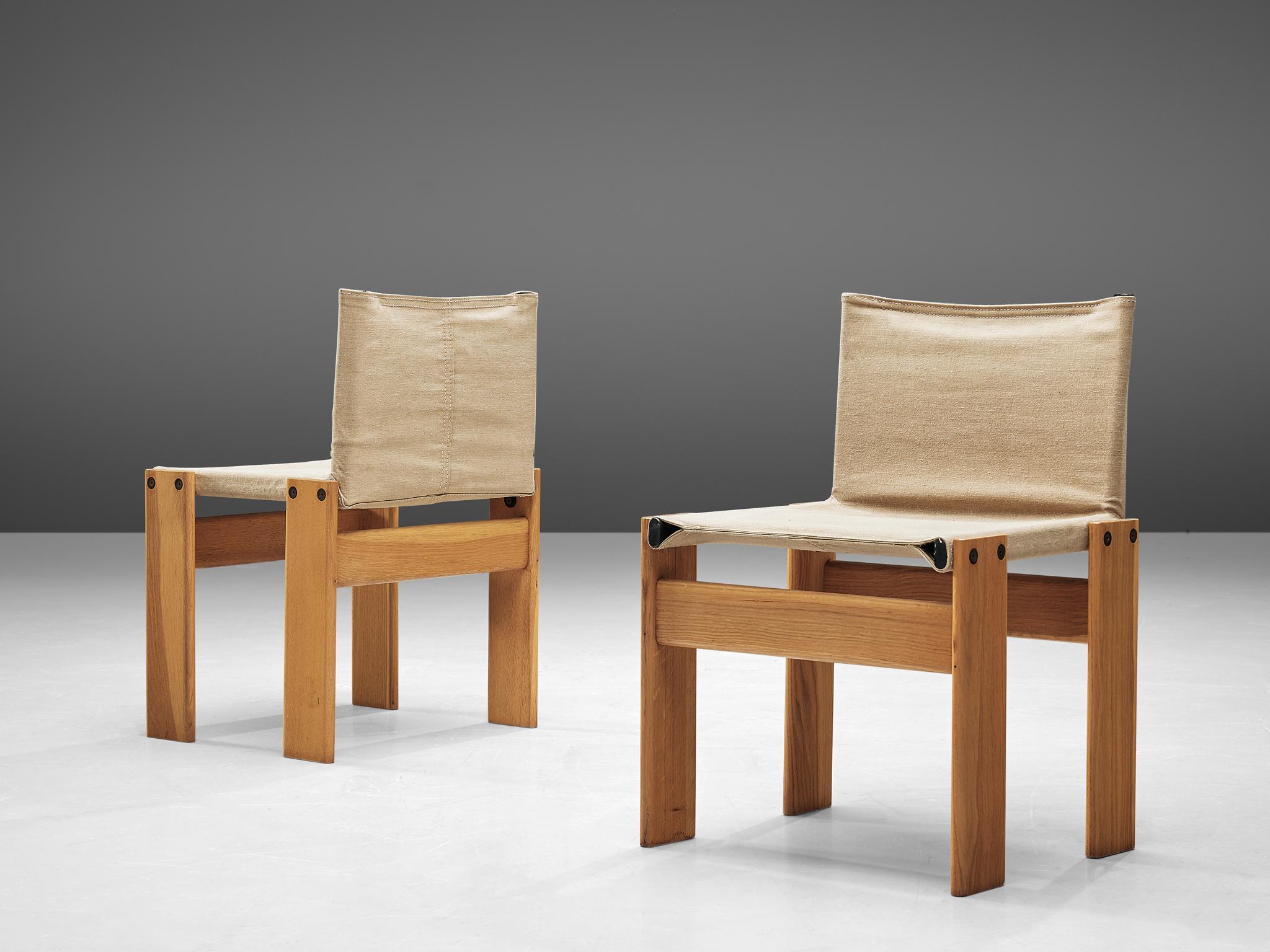 Set of Eight Monk Chairs in Canvas by Afra & Tobia Scarpa for Molteni In Good Condition In Waalwijk, NL