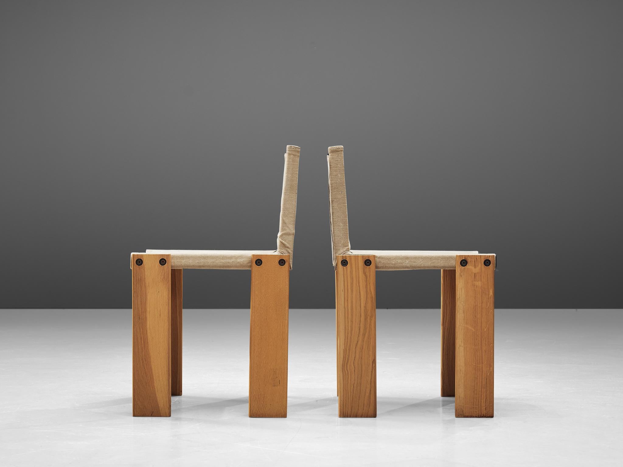 Late 20th Century Set of Eight Monk Chairs in Canvas by Afra & Tobia Scarpa for Molteni