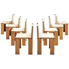 Set of Eight Monk Chairs in Canvas by Afra & Tobia Scarpa for Molteni
