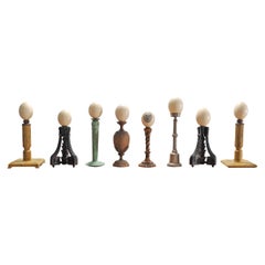Set of Eight Mounted Ostrich Egg Finials by Artist Ira Yeager