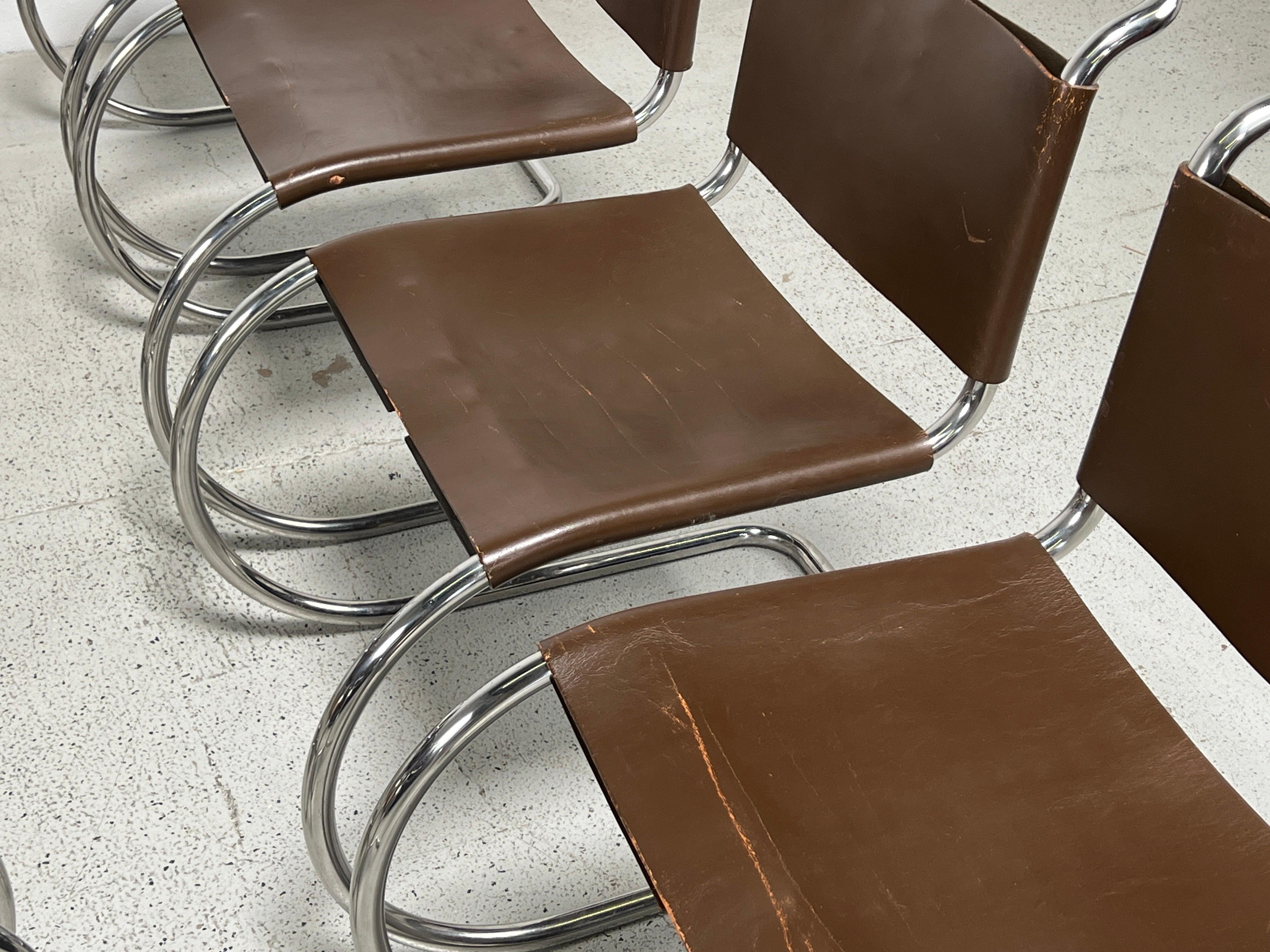 Set of Eight MR10 Dining Chairs by Mies van der Rohe for knoll  For Sale 1