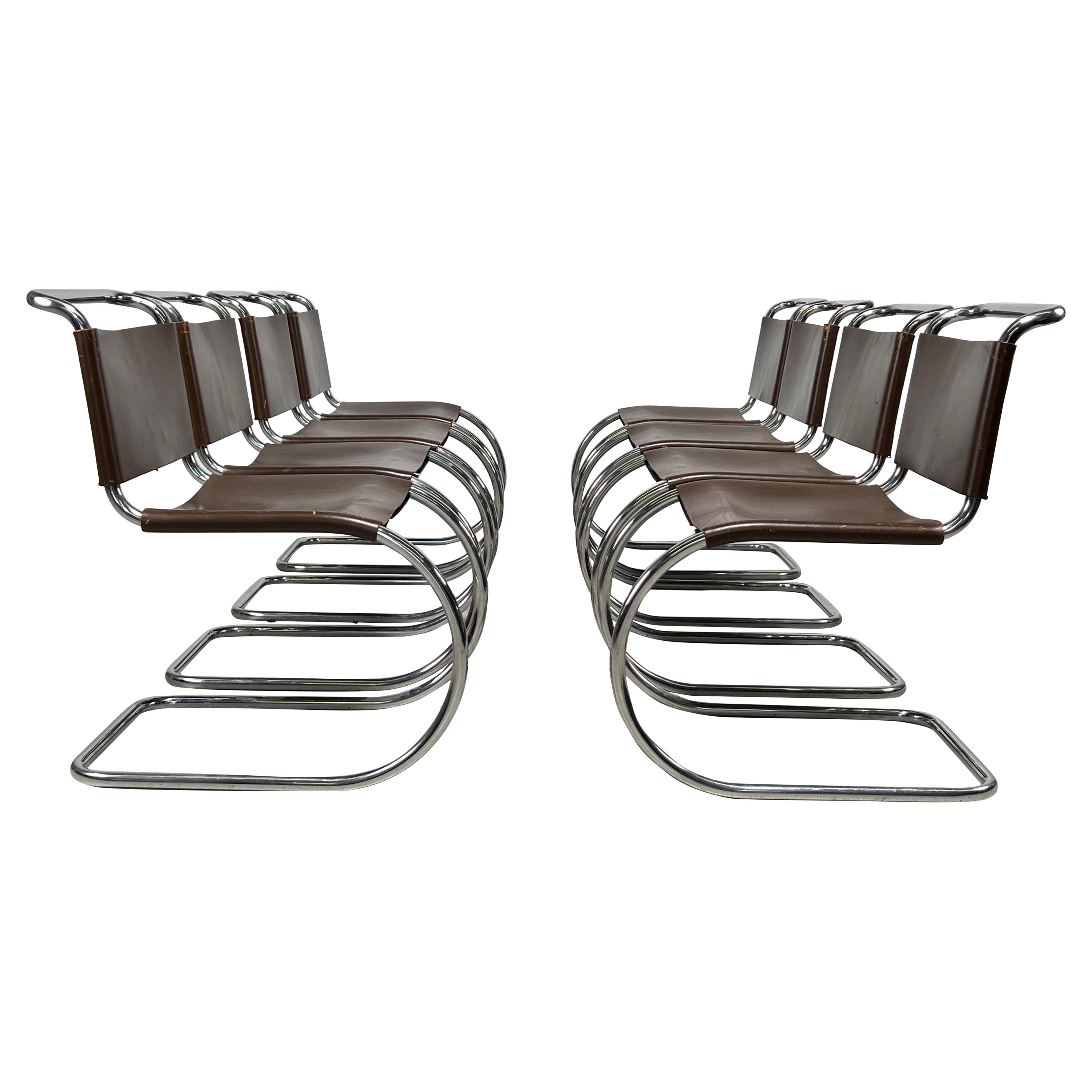 Set of Eight MR10 Dining Chairs by Mies van der Rohe for knoll