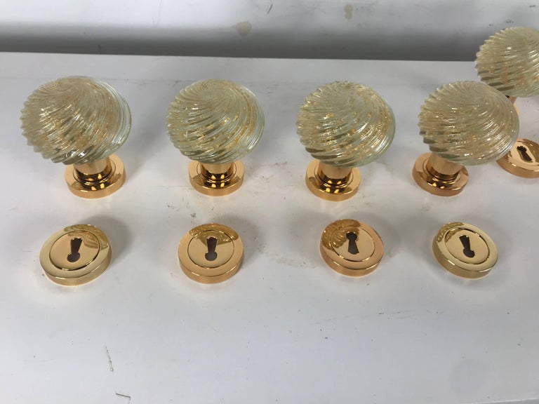 Set of Eight Murano Glass Door Knobs, Made in Italy by Barovier and