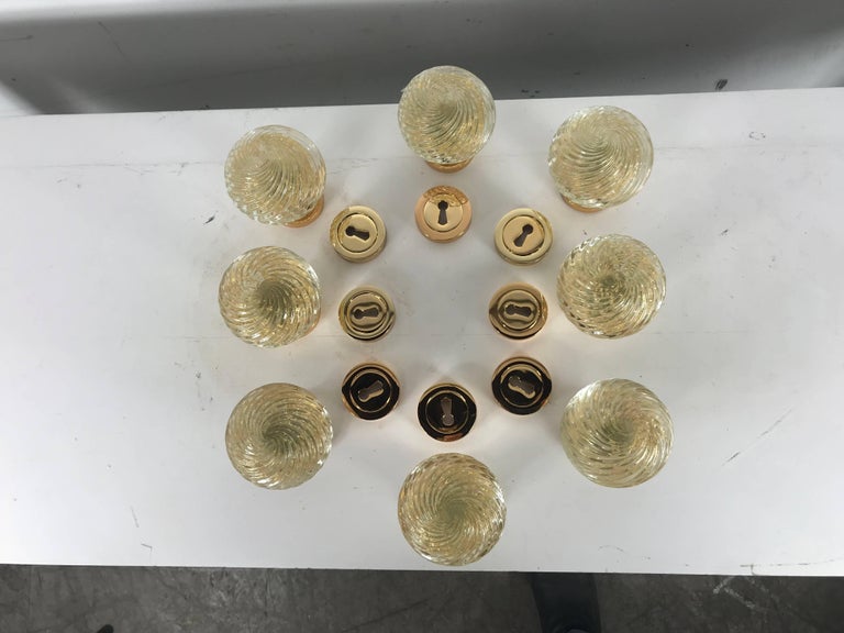 Set of Eight Murano Glass Door Knobs, Made in Italy by Barovier and