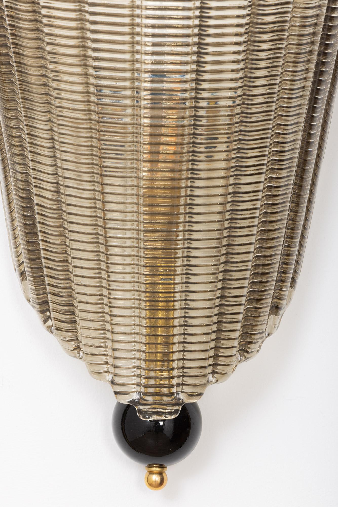 Set of Eight Murano Glass Wall Sconces, Art Deco Style, in Stock For Sale 5