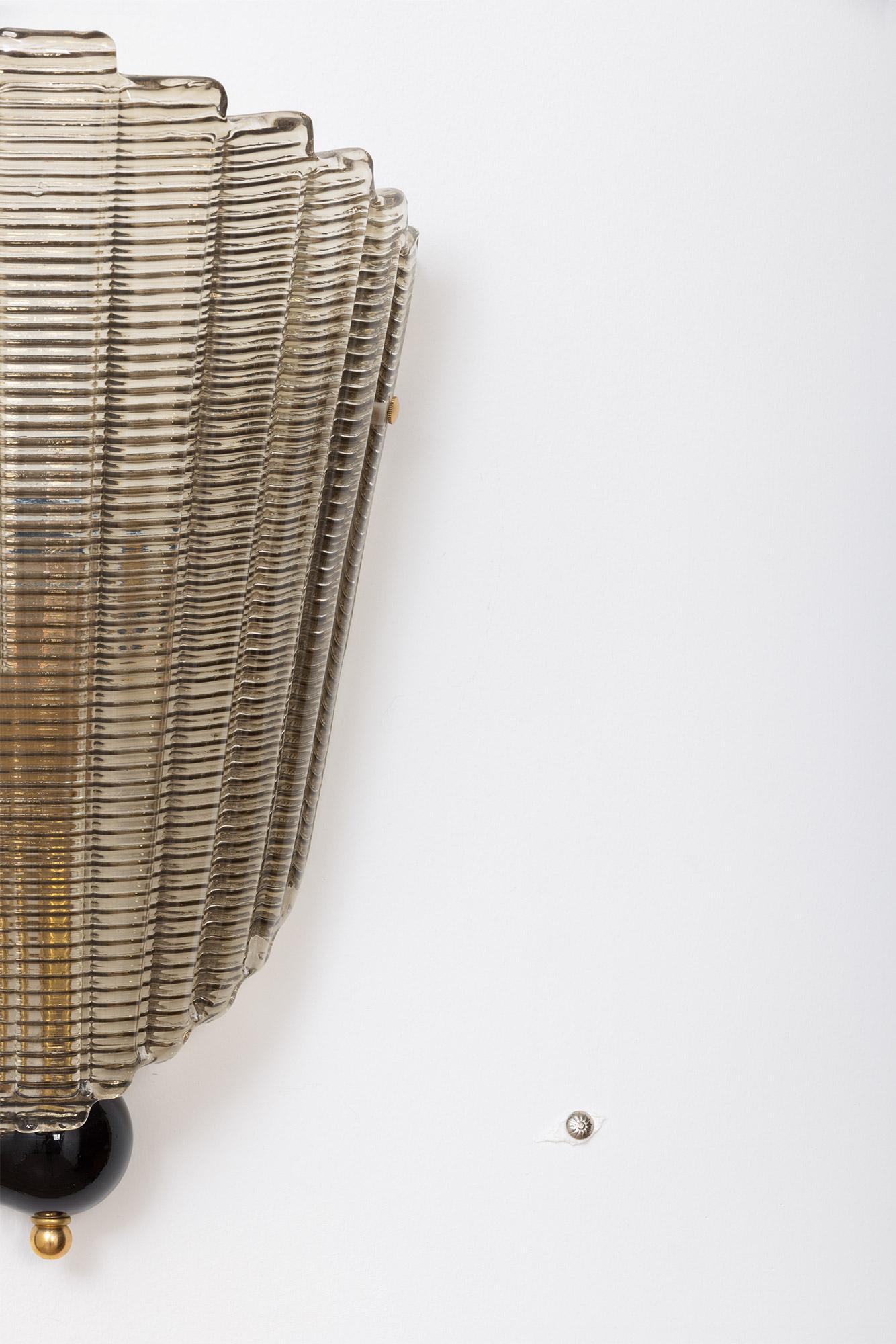 Set of Eight Murano Glass Wall Sconces, Art Deco Style, in Stock For Sale 6