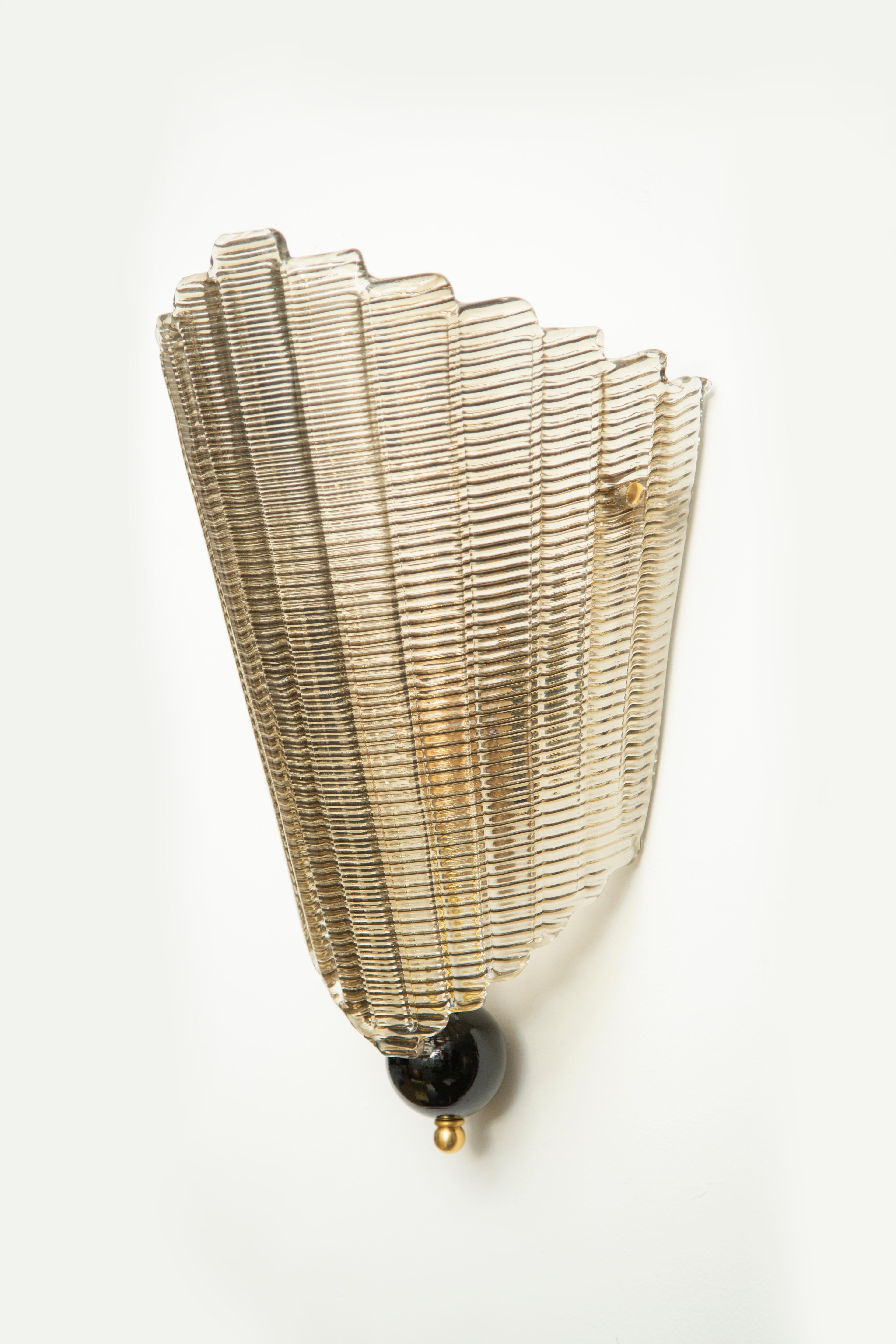 Set of Eight Murano Glass Wall Sconces, Art Deco Style, in Stock In New Condition For Sale In Miami, FL