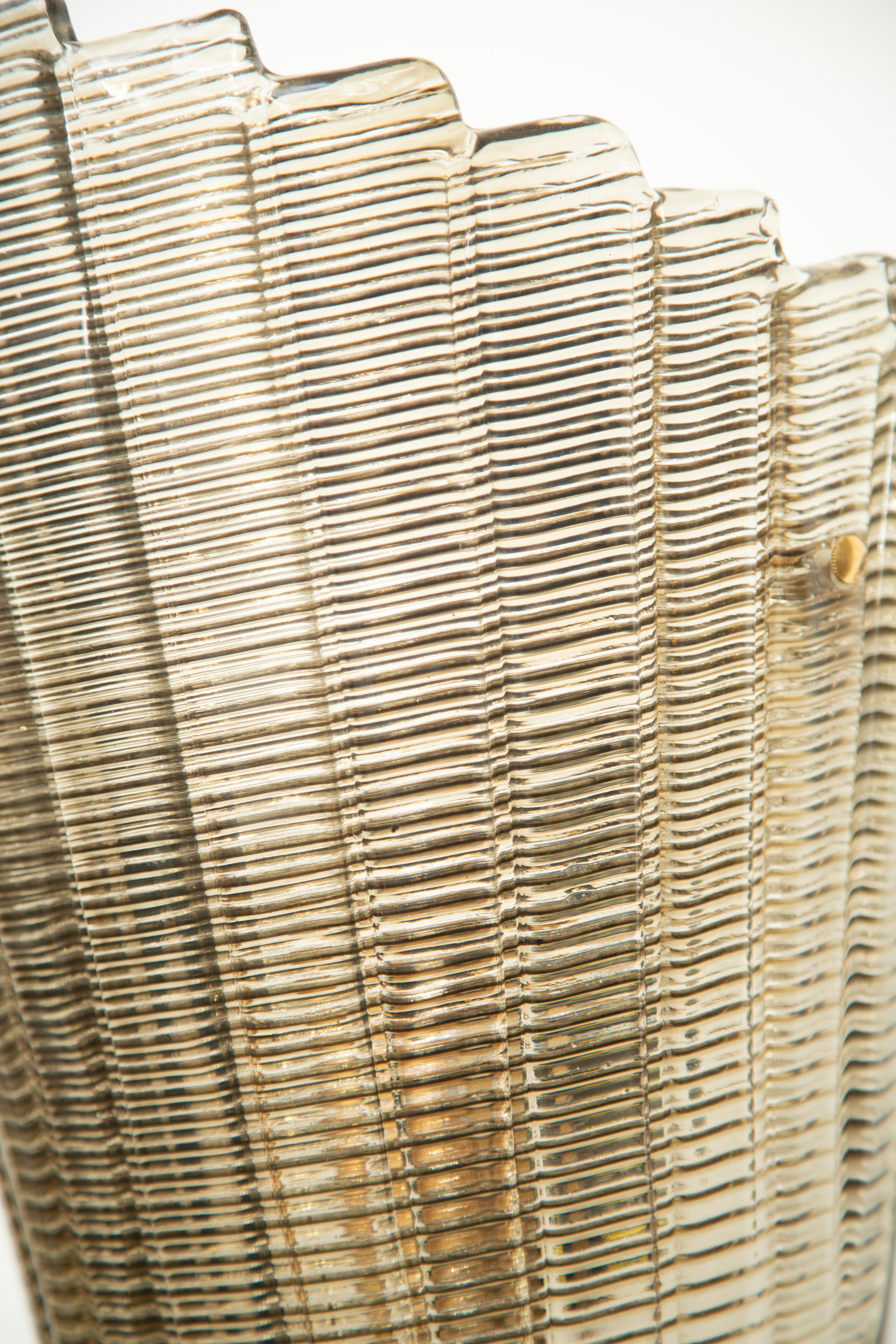 Contemporary Set of Eight Murano Glass Wall Sconces, Art Deco Style, in Stock For Sale