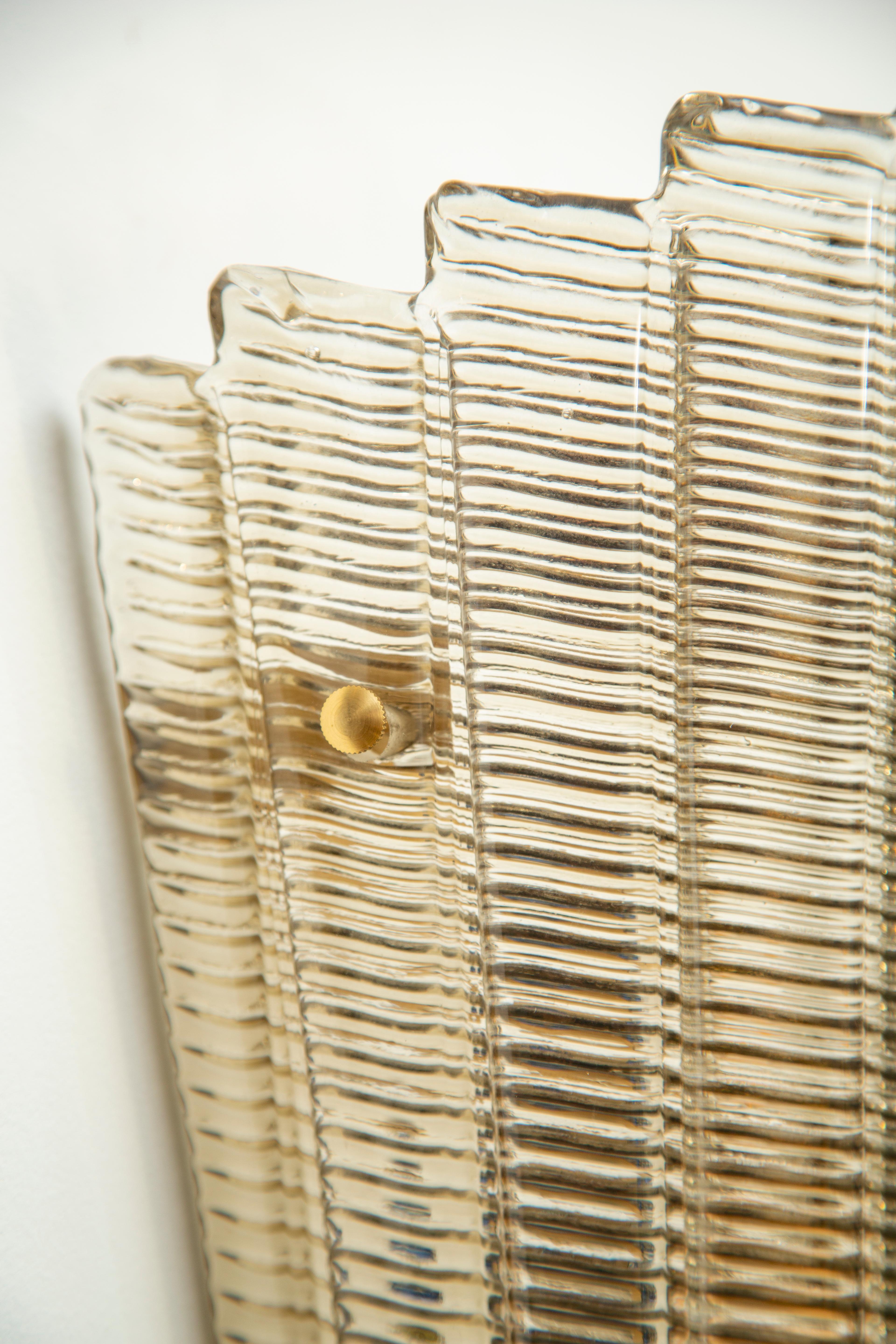 Set of Eight Murano Glass Wall Sconces, Art Deco Style, in Stock For Sale 2