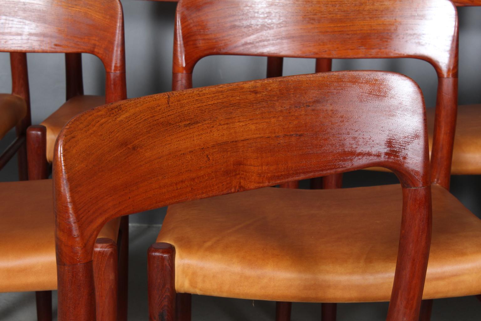 Leather Set of eight N. O. Møller Dining Chairs