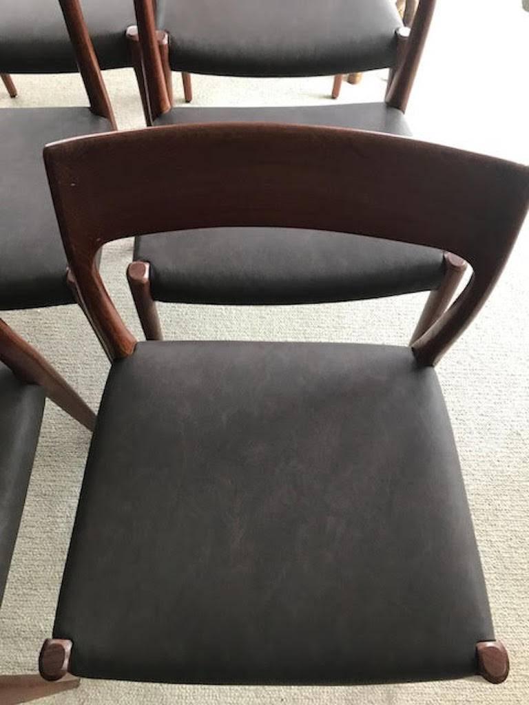 Danish Set of Eight Neils Møller Dining Chairs with Leather Seats