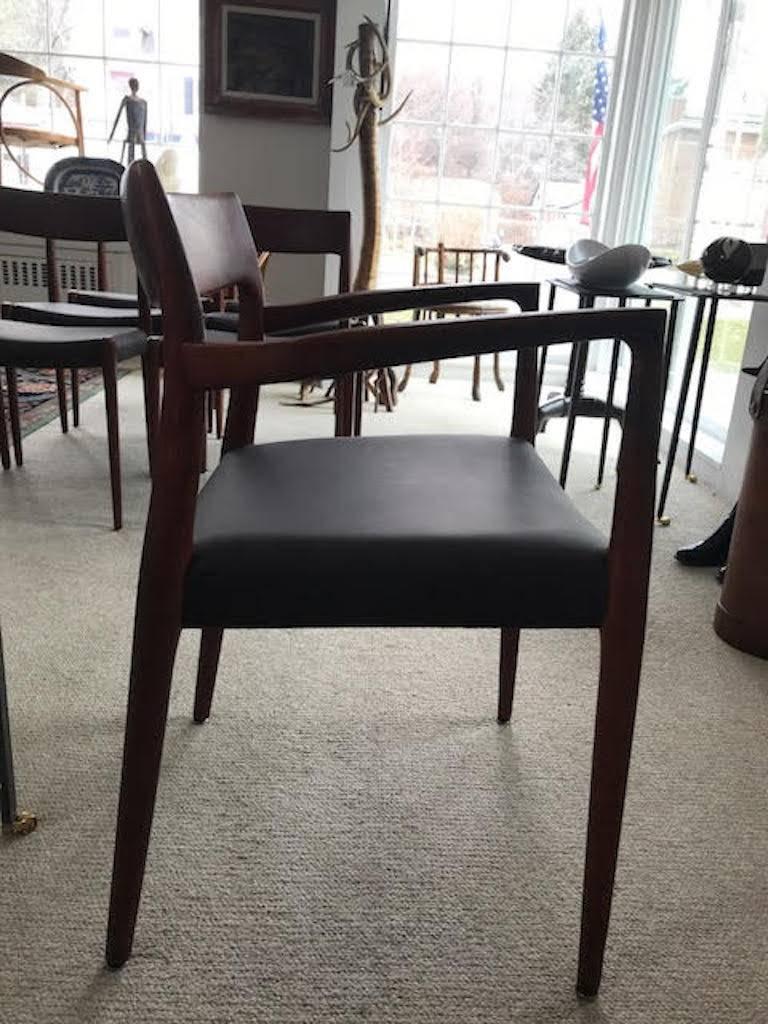 20th Century Set of Eight Neils Møller Dining Chairs with Leather Seats