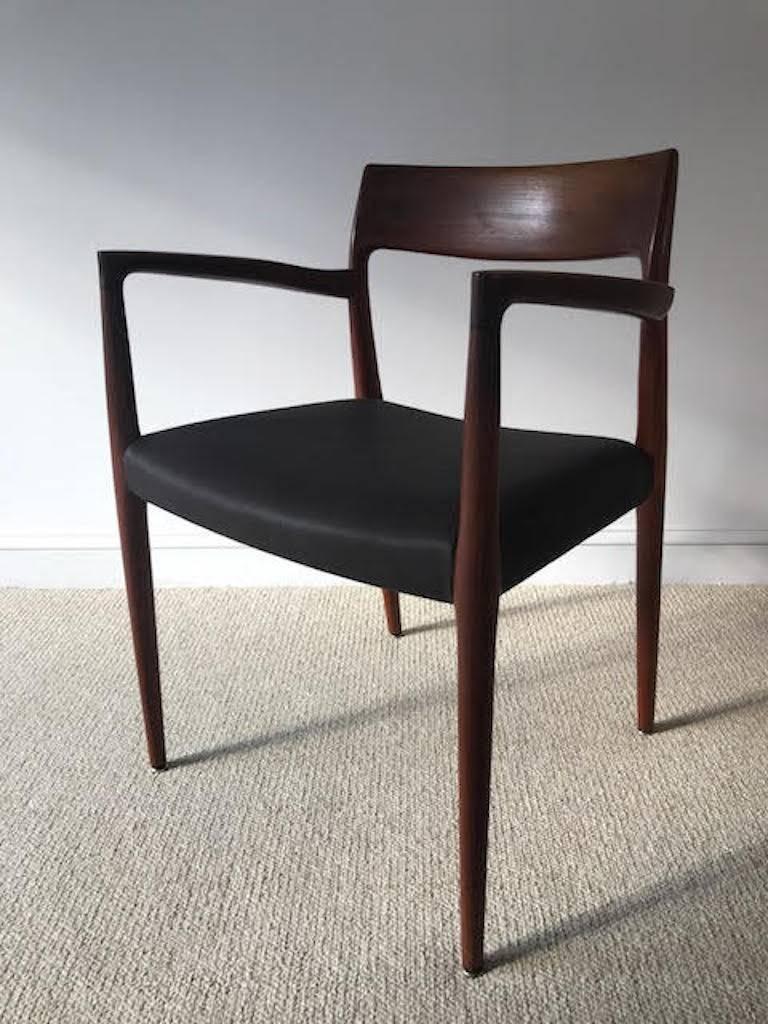 Set of Eight Neils Møller Dining Chairs with Leather Seats 2