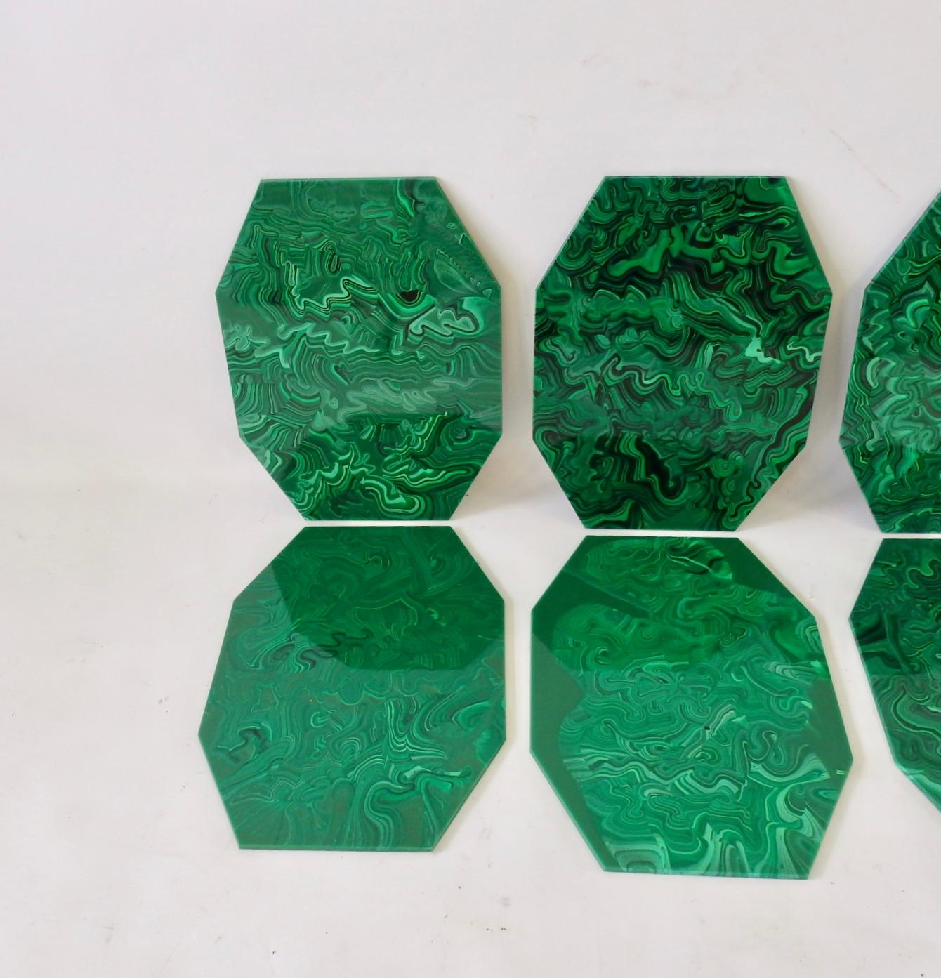 Set of Eight Neiman Marcus Acrylic Malachite Place Mats  5