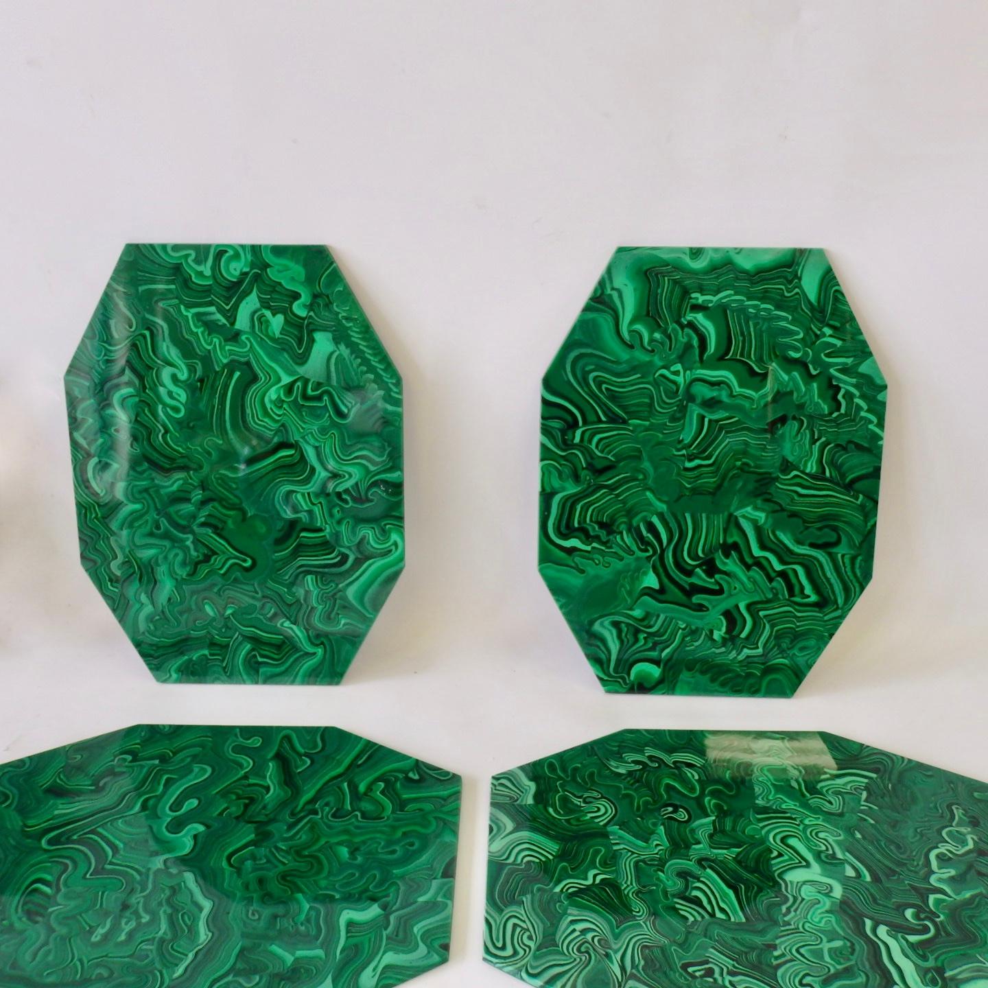 American Set of Eight Neiman Marcus Acrylic Malachite Place Mats 