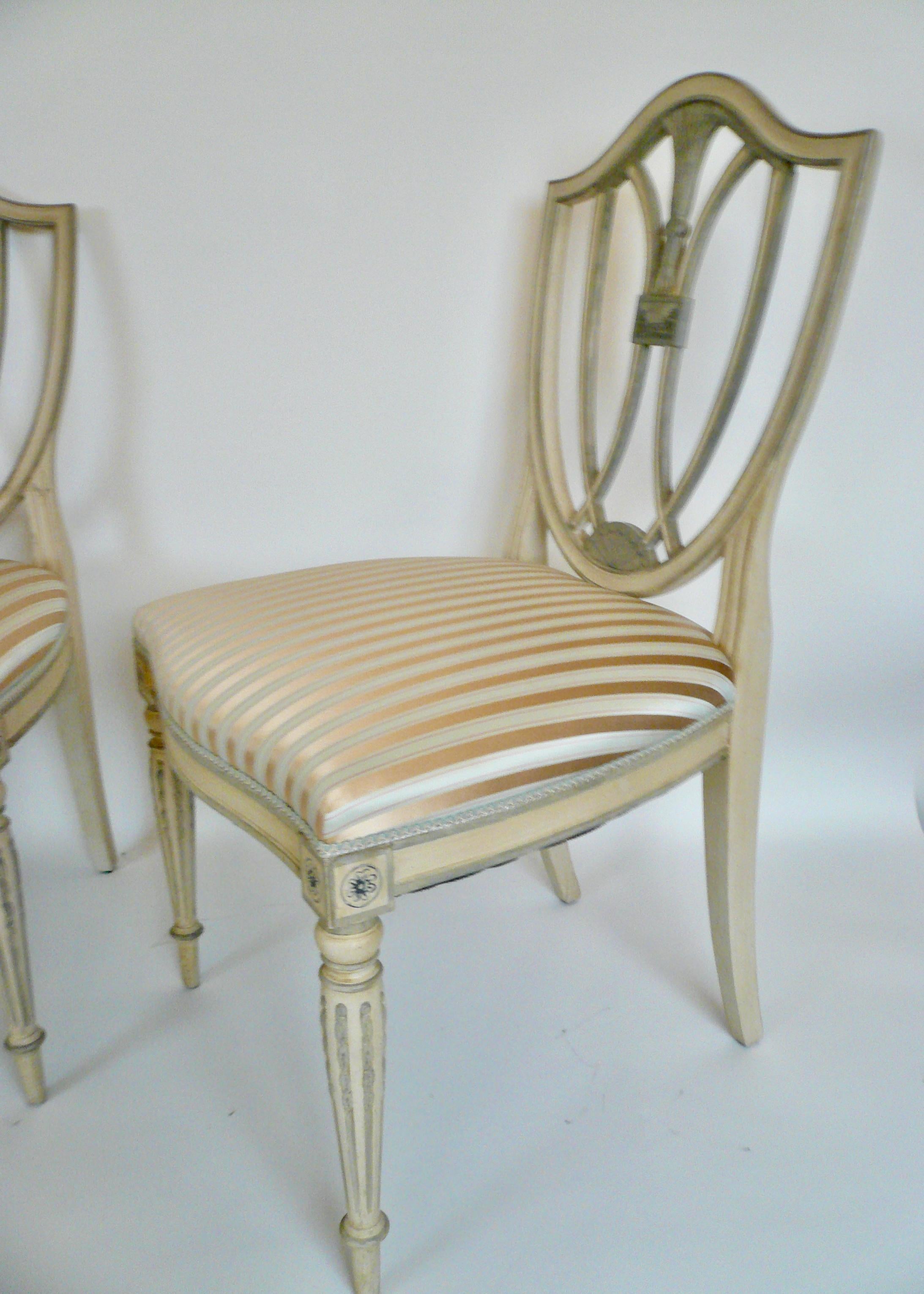 Set of Eight Neo-Classical Painted Hepplewhite Style Dining Chairs 2