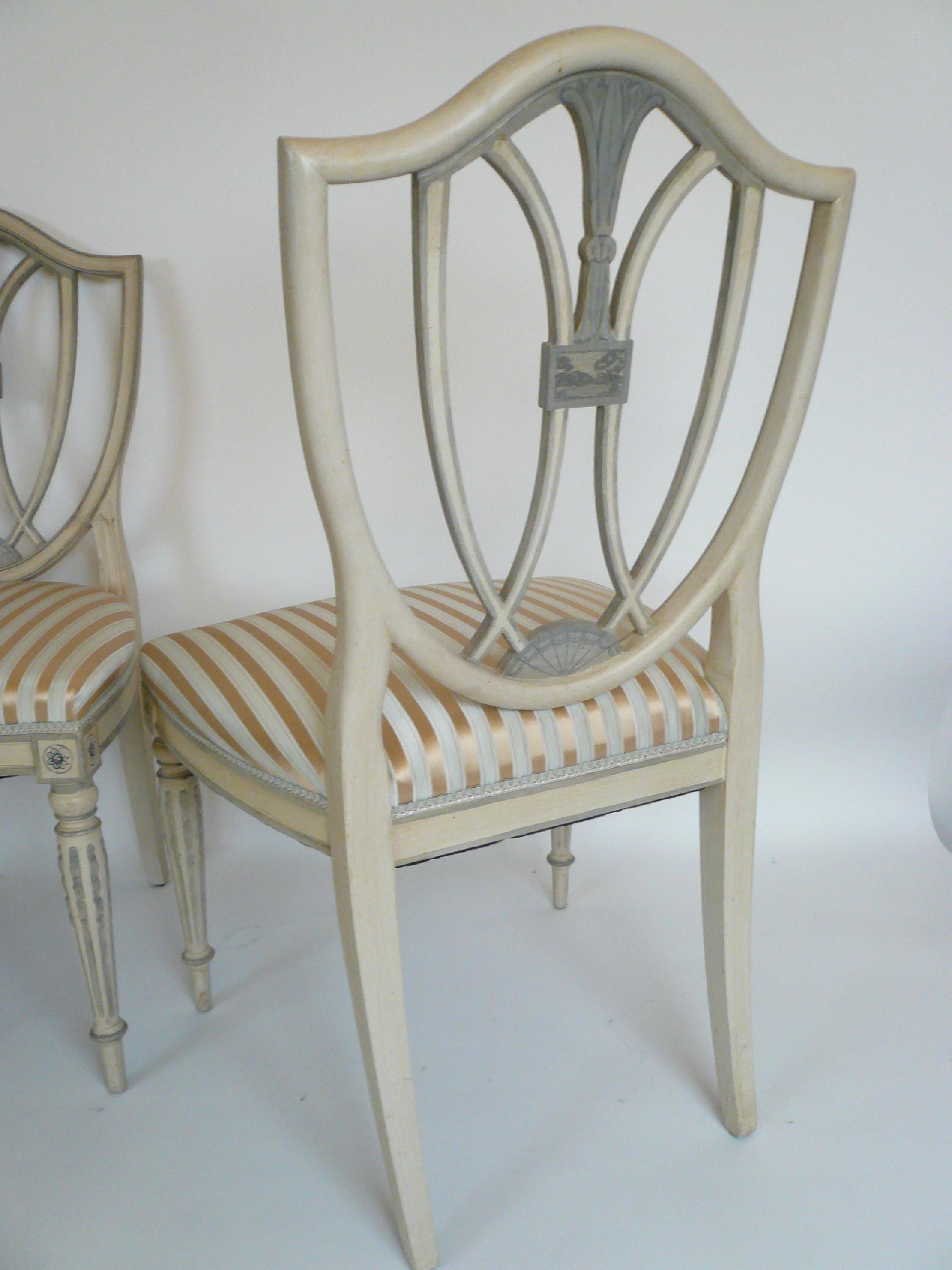 Set of Eight Neo-Classical Painted Hepplewhite Style Dining Chairs 3