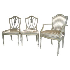Set of Eight Neo-Classical Painted Hepplewhite Style Dining Chairs