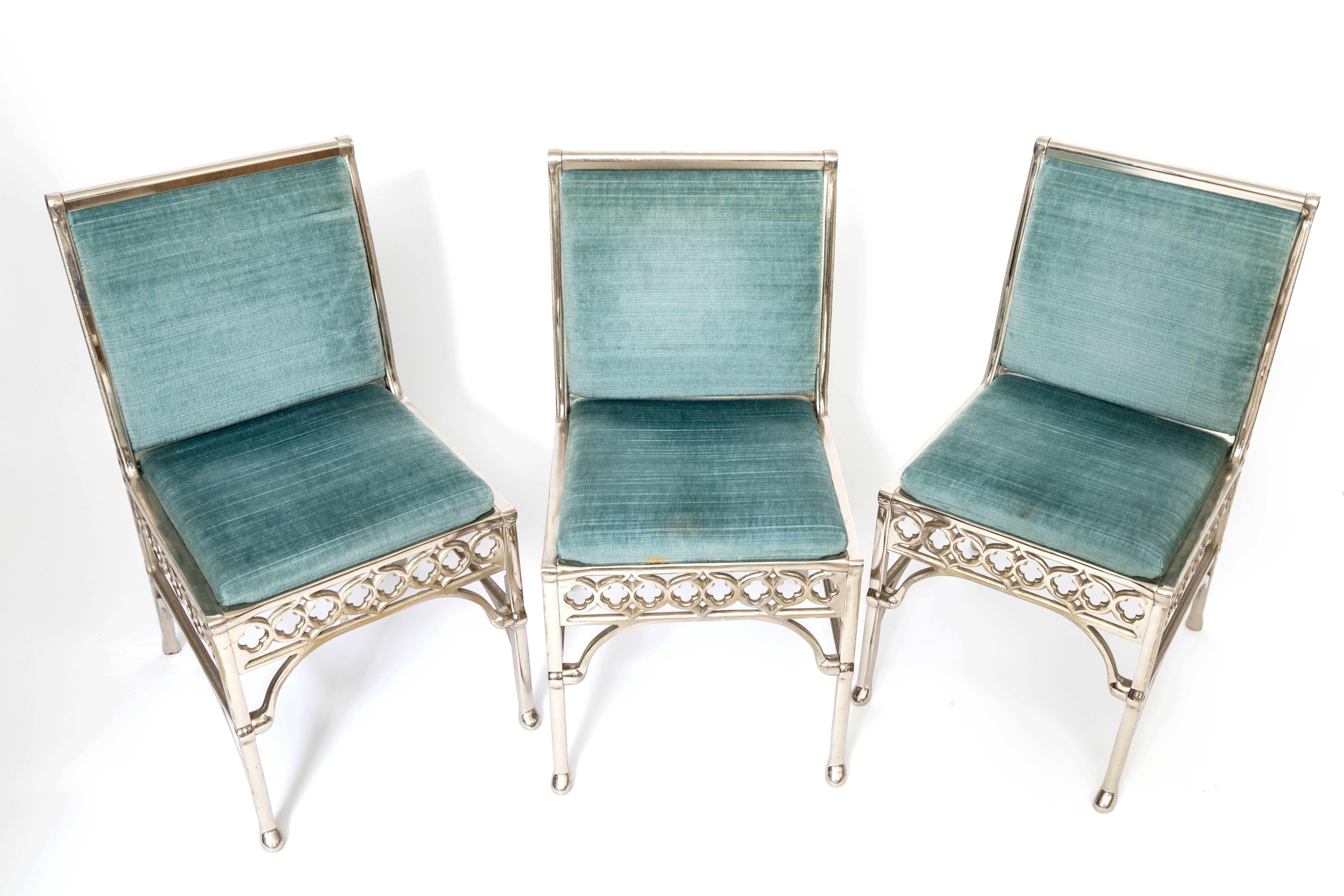 Early 20th Century Set of Eight Neo-Gothic Low Back Dining Chairs For Sale