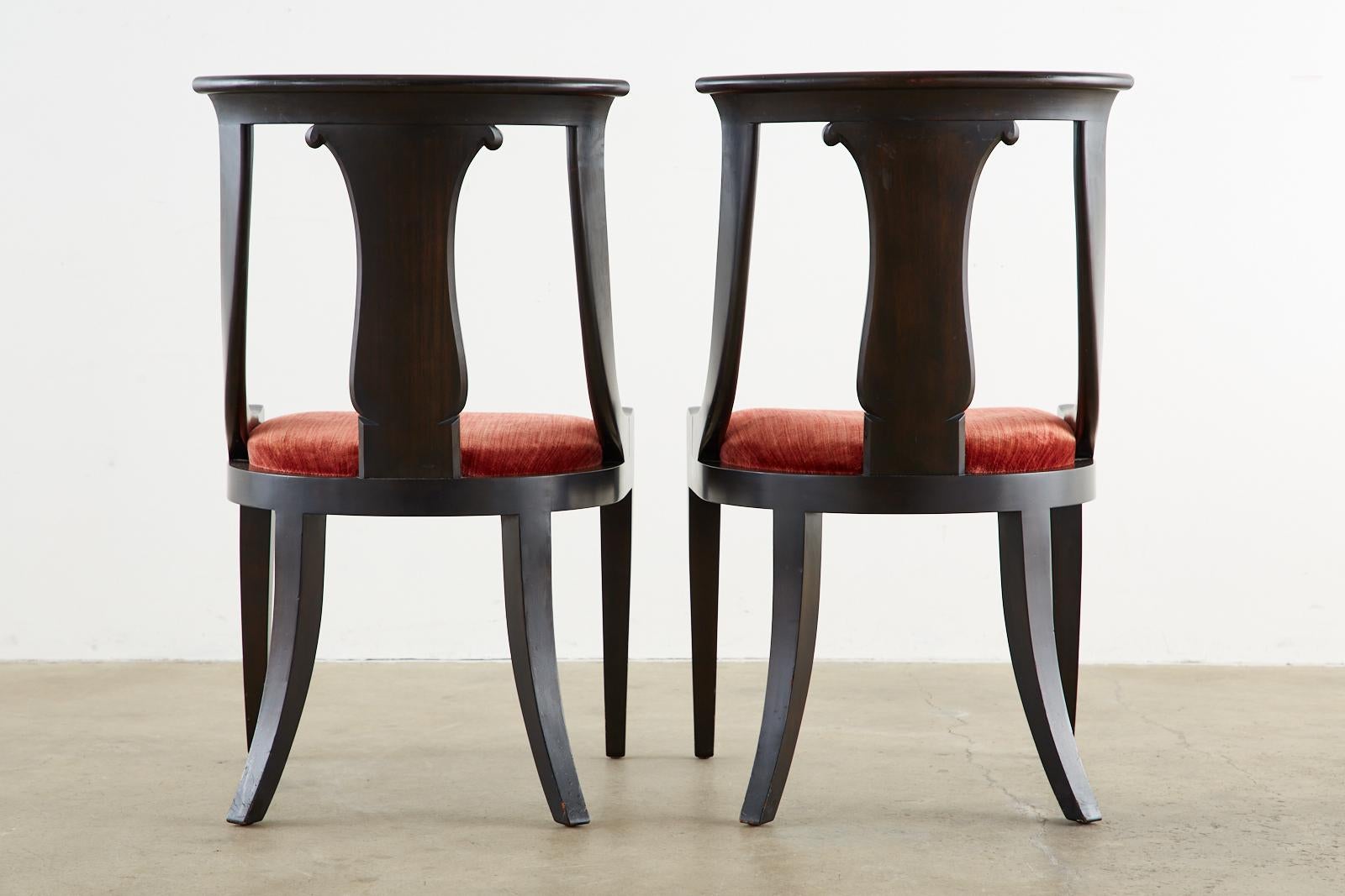 Set of Eight Neoclassical Directoire Style Ebonized Dining Chairs 14