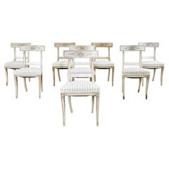 Set of Eight Neoclassical Klismos Style Lacquered Dining Chairs