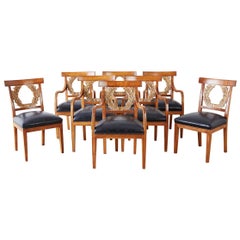 Set of Eight Neoclassical Laurel Wreath Dining Chairs