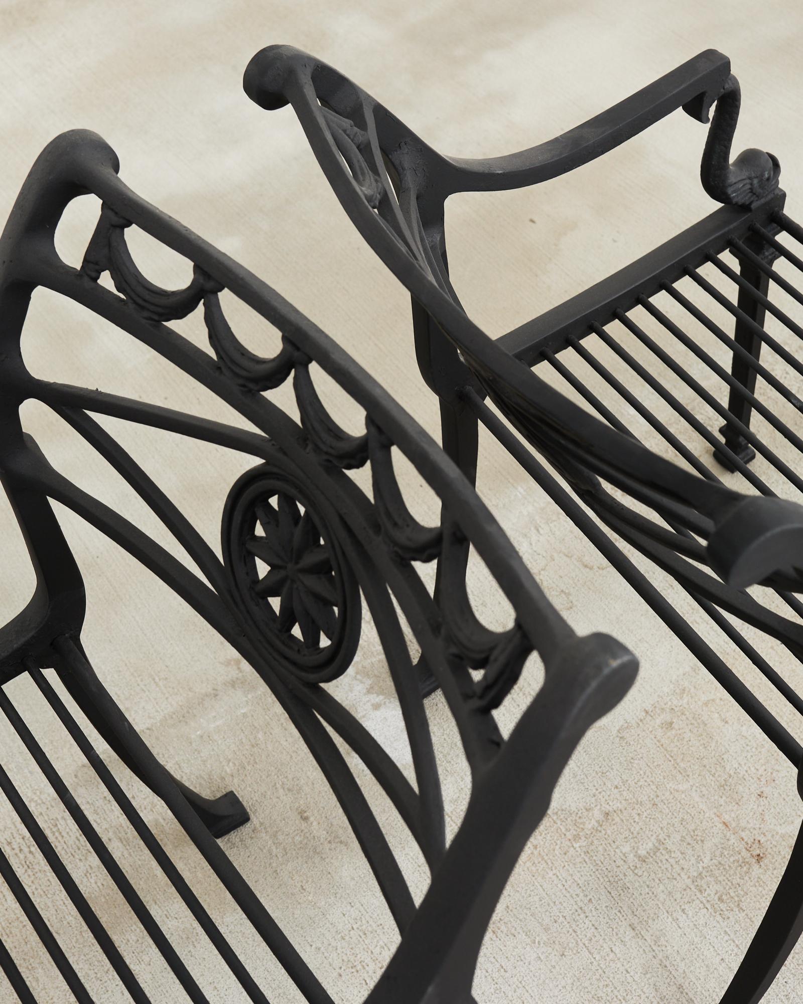 Set of Eight Neoclassical Star and Dolphin Dining Armchairs 4