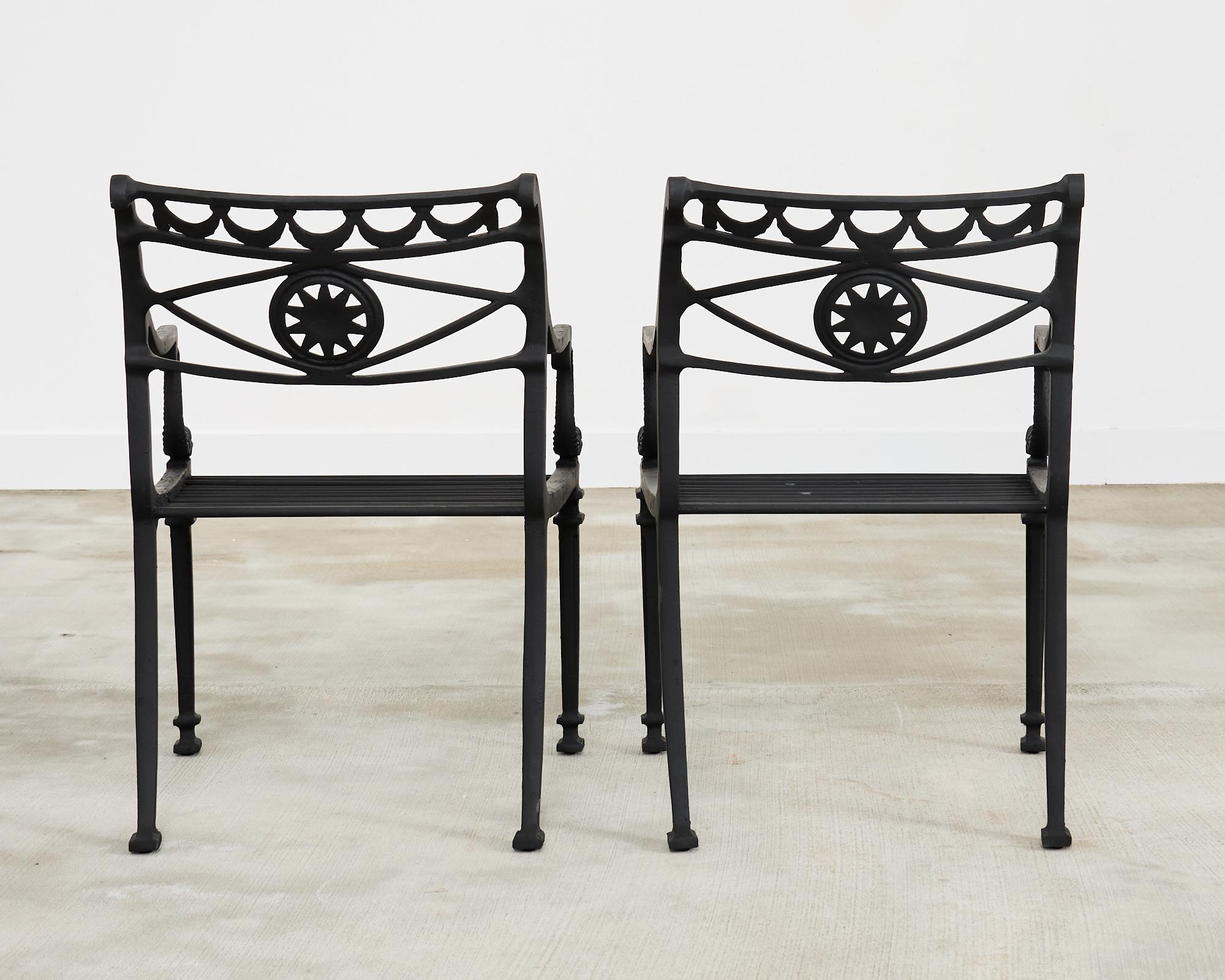 Set of Eight Neoclassical Star and Dolphin Dining Armchairs 6