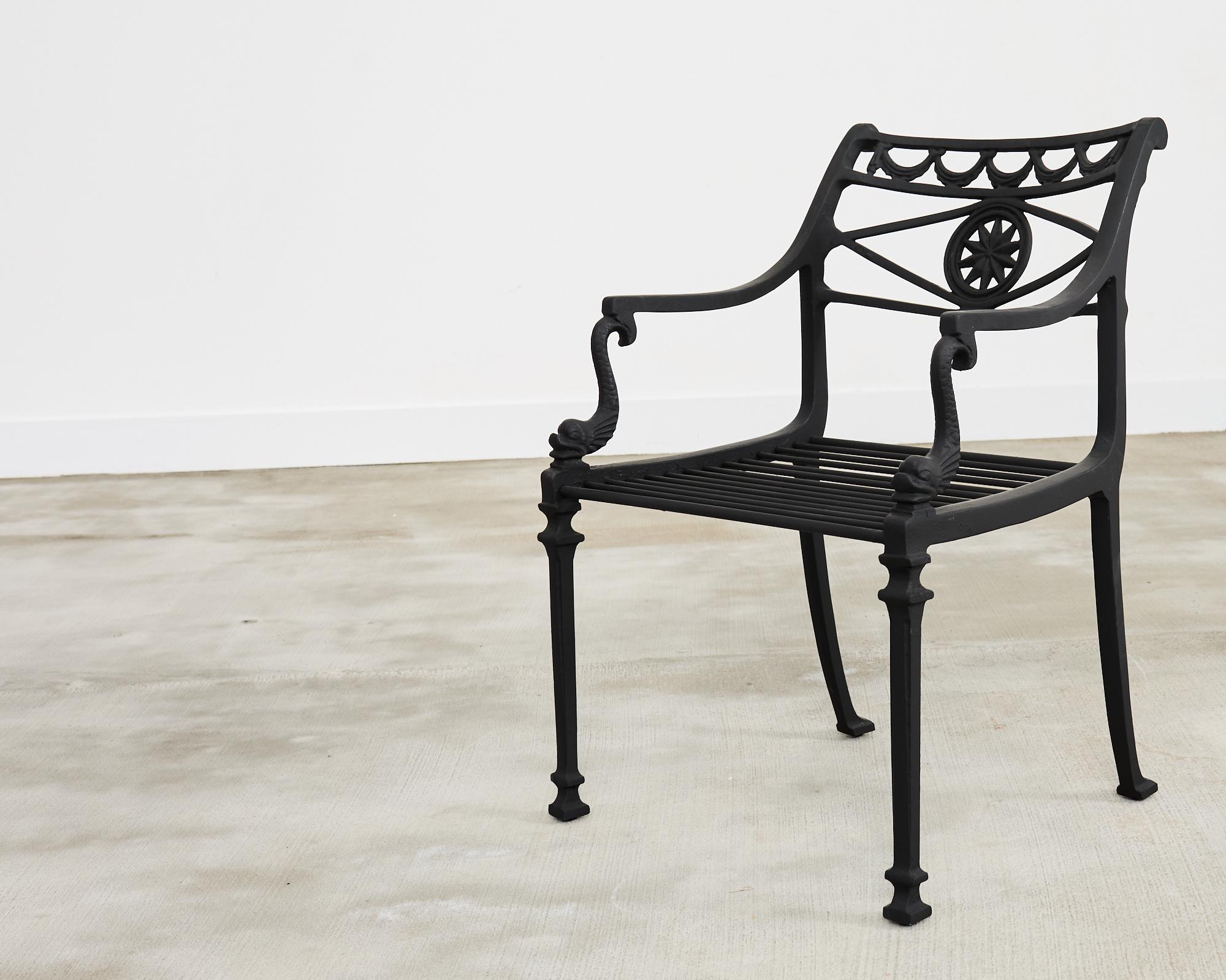 Set of Eight Neoclassical Star and Dolphin Dining Armchairs 7