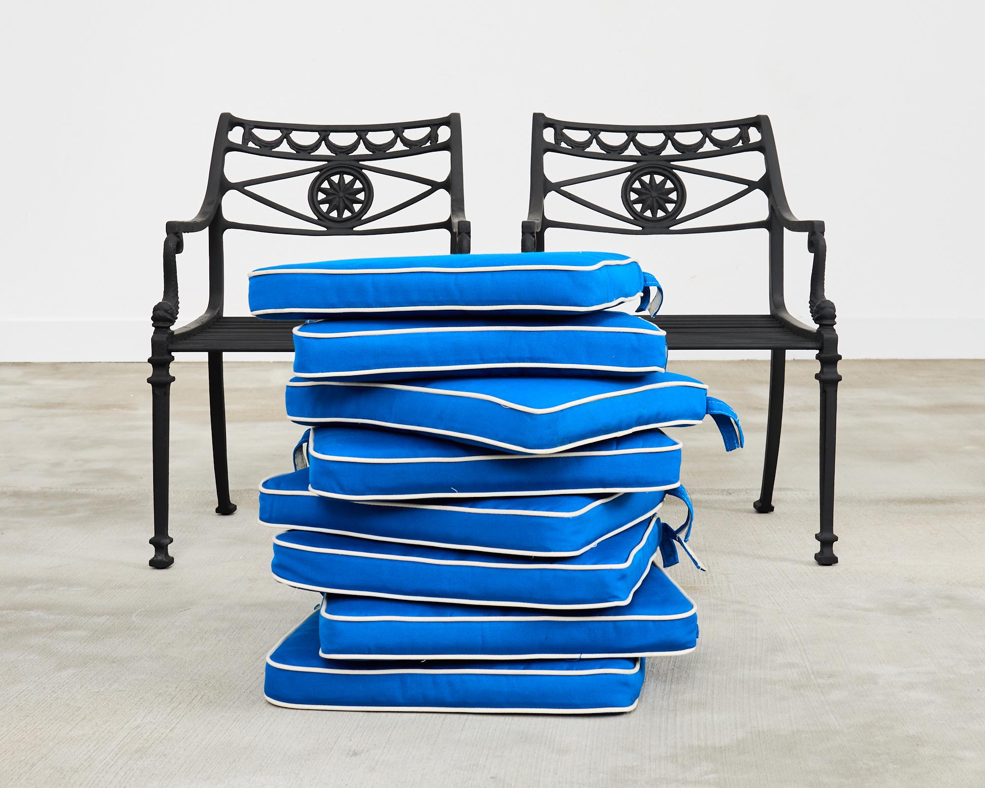 20th Century Set of Eight Neoclassical Star and Dolphin Dining Armchairs