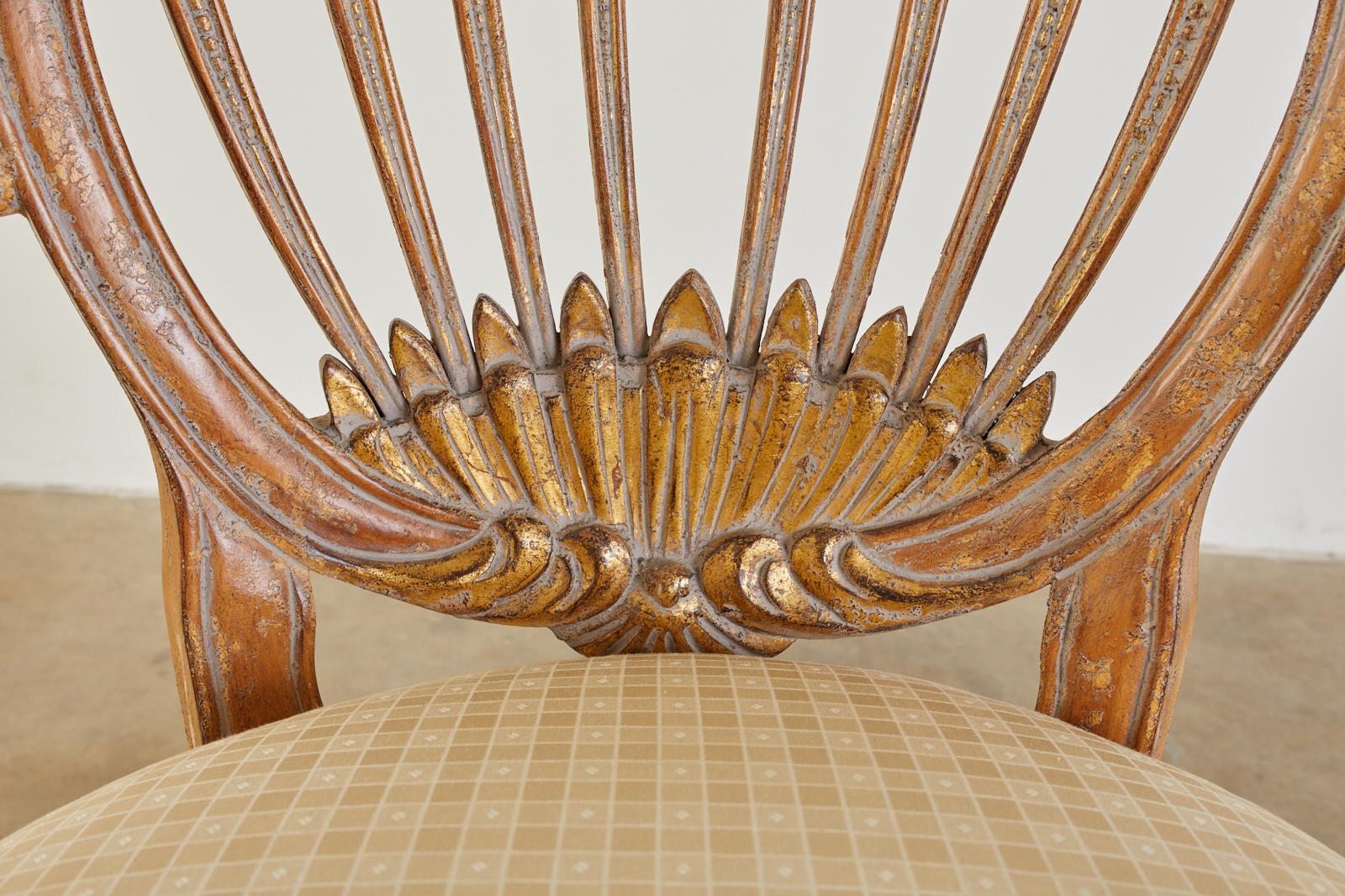 Fabric Set of Eight Neoclassical Style Dining Chairs by Kreiss