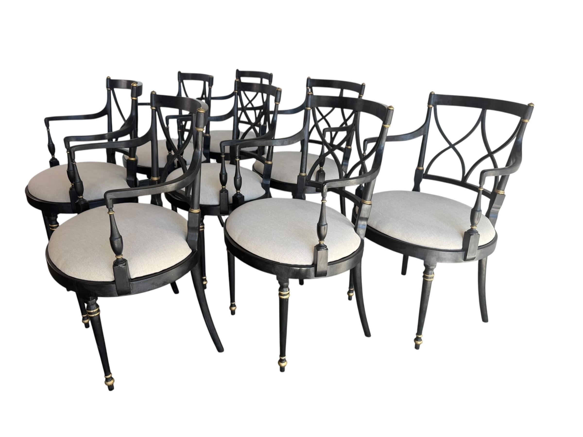 20th Century Set of Eight Neoclassical Style Dining Chairs For Sale