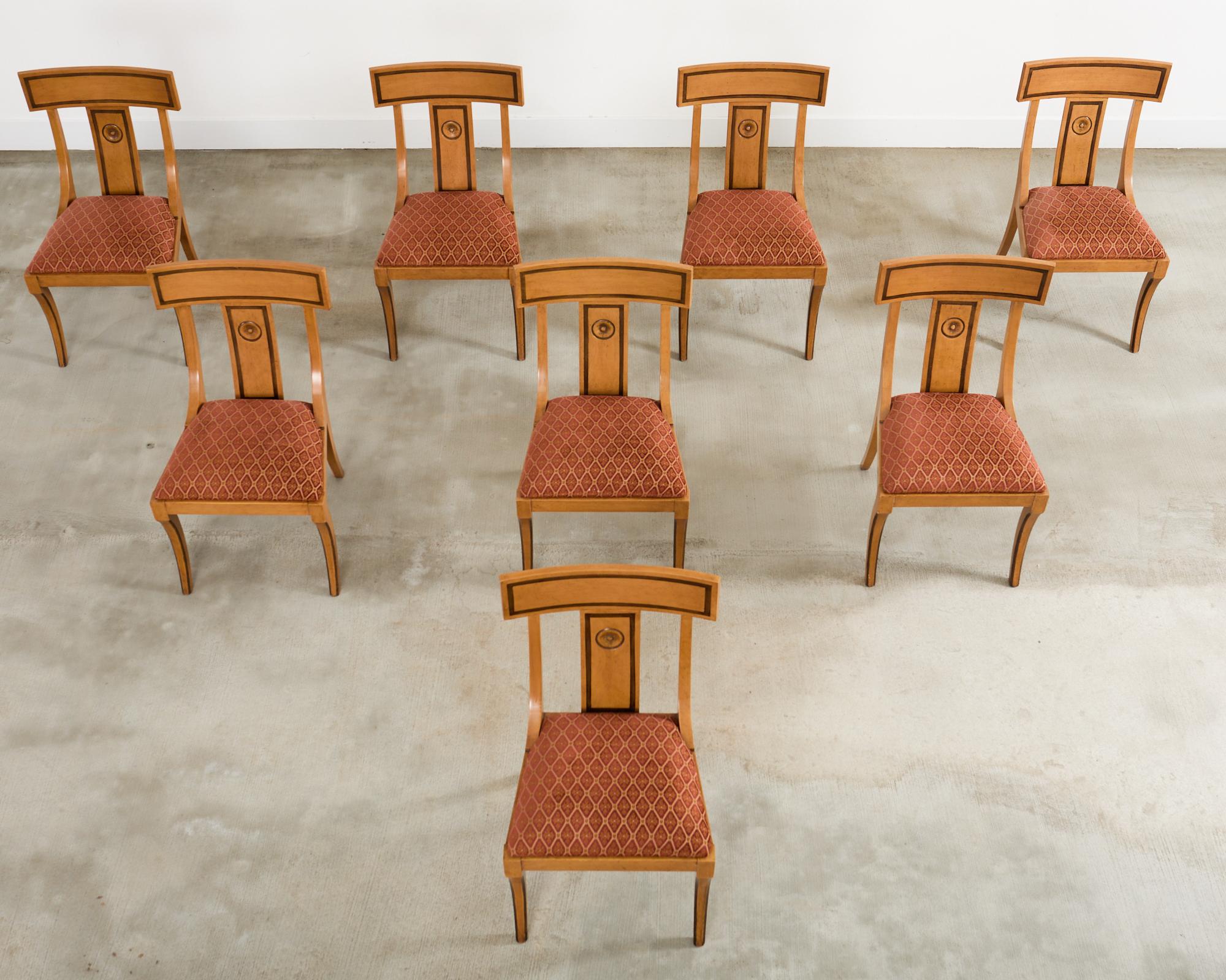 Hand-Crafted Set of Eight Neoclassical Style Klismos Dining Chairs For Sale