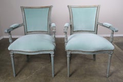 Set of Eight Neoclassical Style Velvet Upholstered Dining Chairs