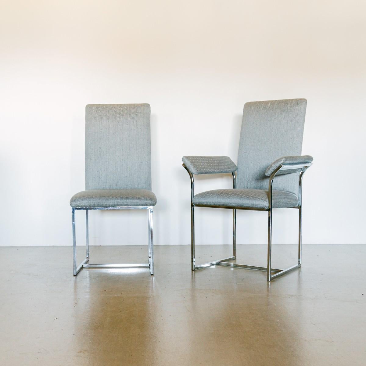 Late 20th Century Set of Eight Nickel Framed Dining Chairs by Cal-Style