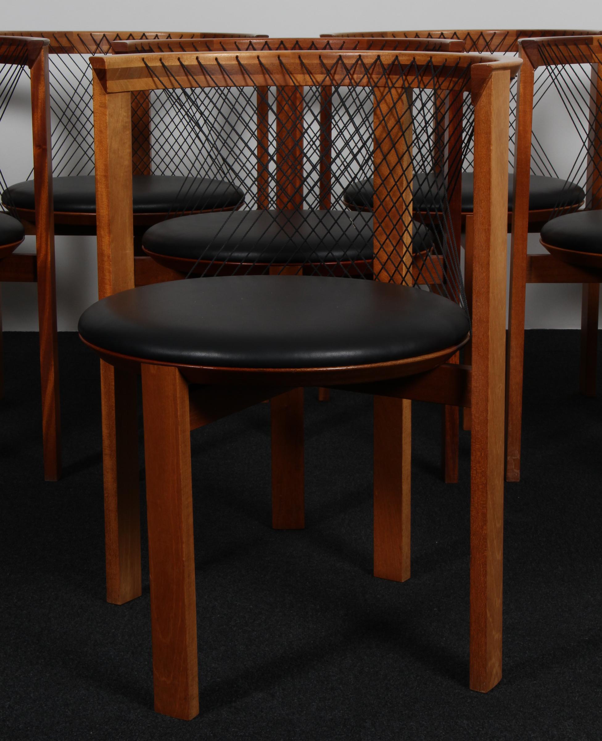 Juego de ocho sillas de cuerda Niels Jørgen Haugesen Danés en venta