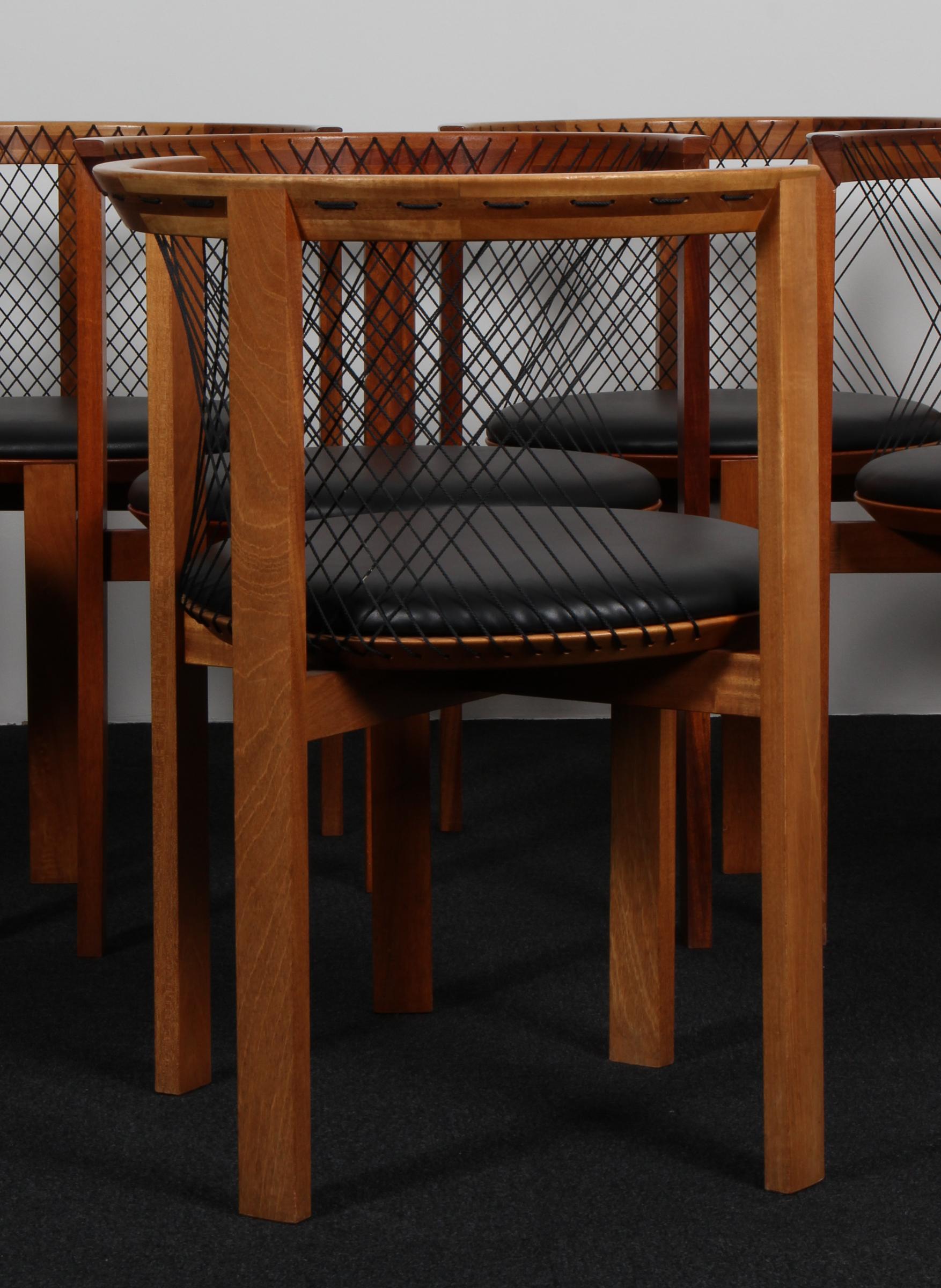 Juego de ocho sillas de cuerda Niels Jørgen Haugesen en venta 1