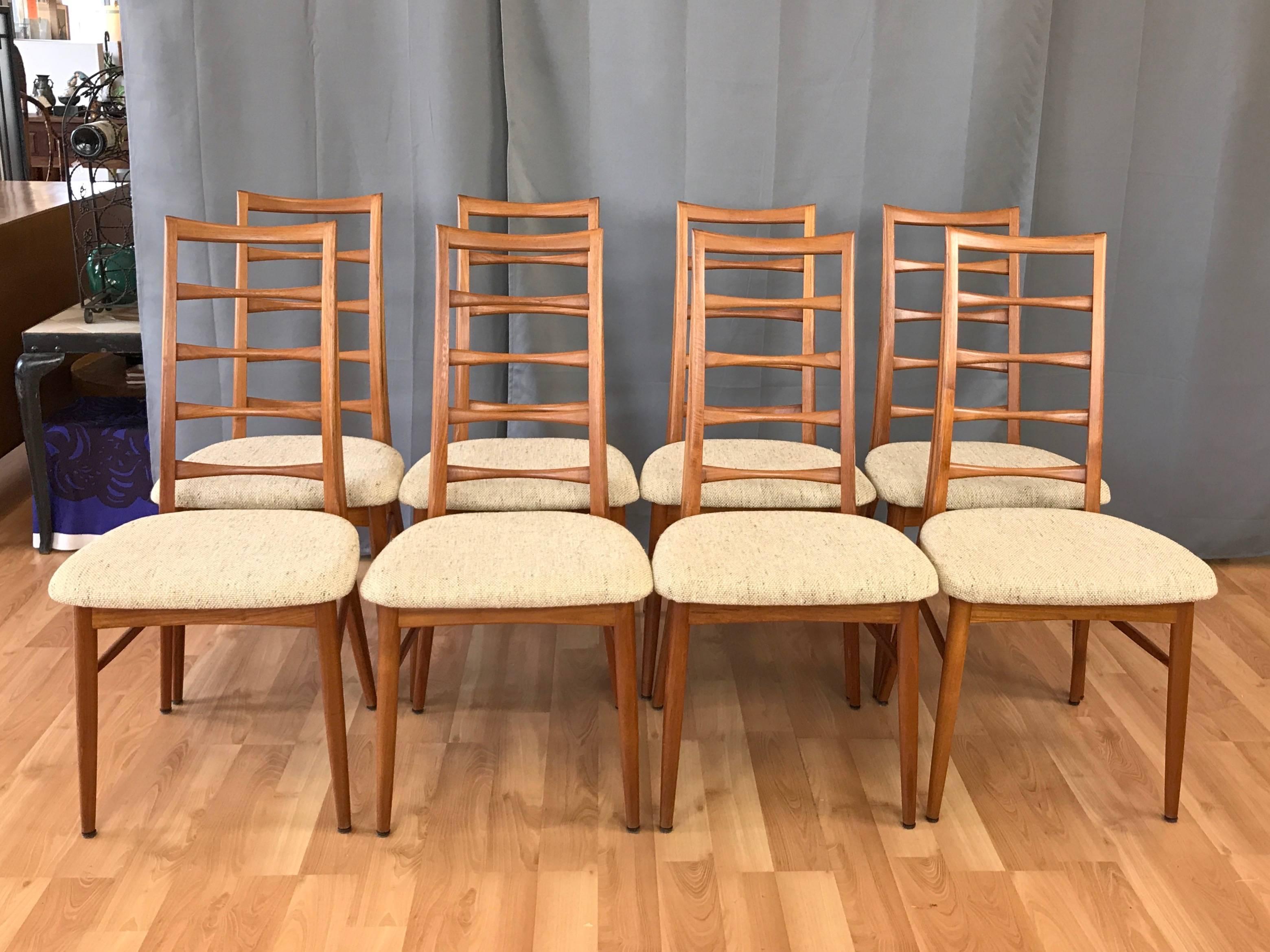 Scandinavian Modern Set of Eight Niels Kofoed for Koefoeds Hornslet “Lis” Teak Dining Chairs