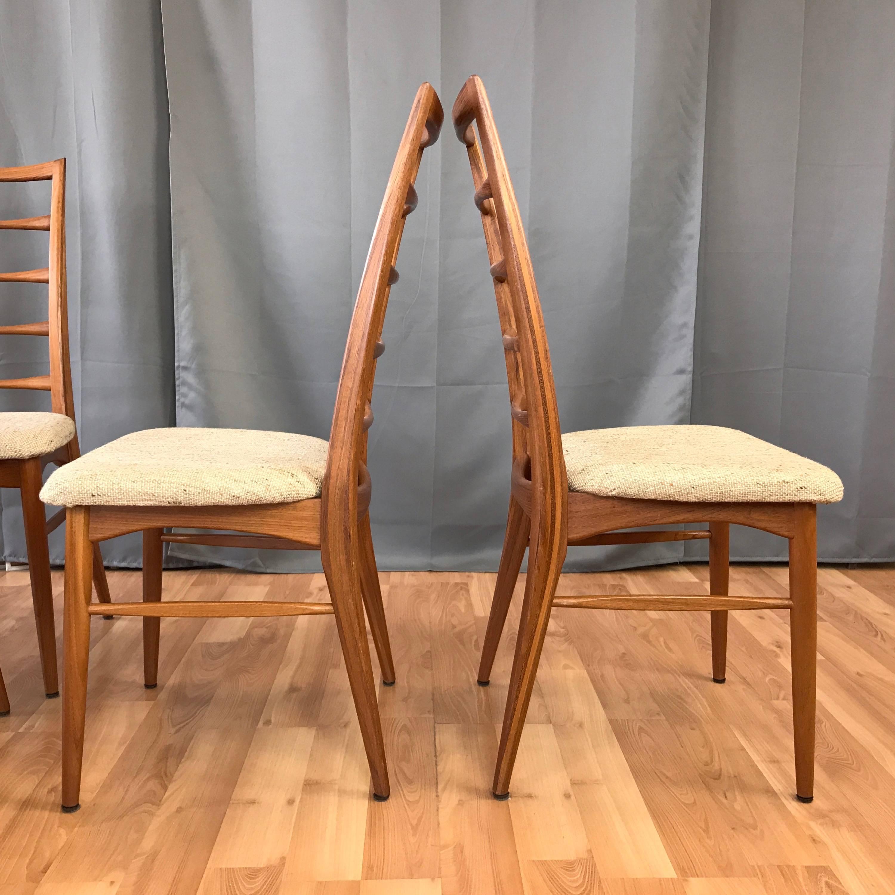 Set of Eight Niels Kofoed for Koefoeds Hornslet “Lis” Teak Dining Chairs In Good Condition In San Francisco, CA