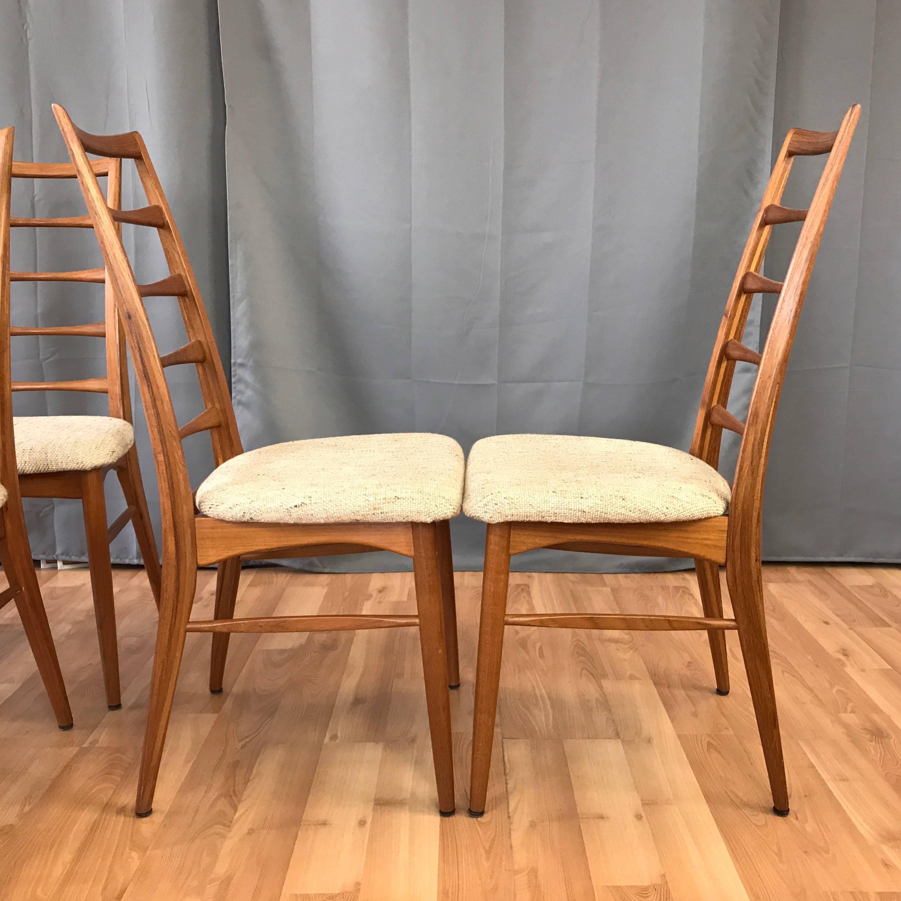 Upholstery Set of Eight Niels Kofoed for Koefoeds Hornslet “Lis” Teak Dining Chairs