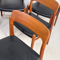 Set of Eight Niels Moller Danish Teak Model 75 Dining Chairs Circa 1960s