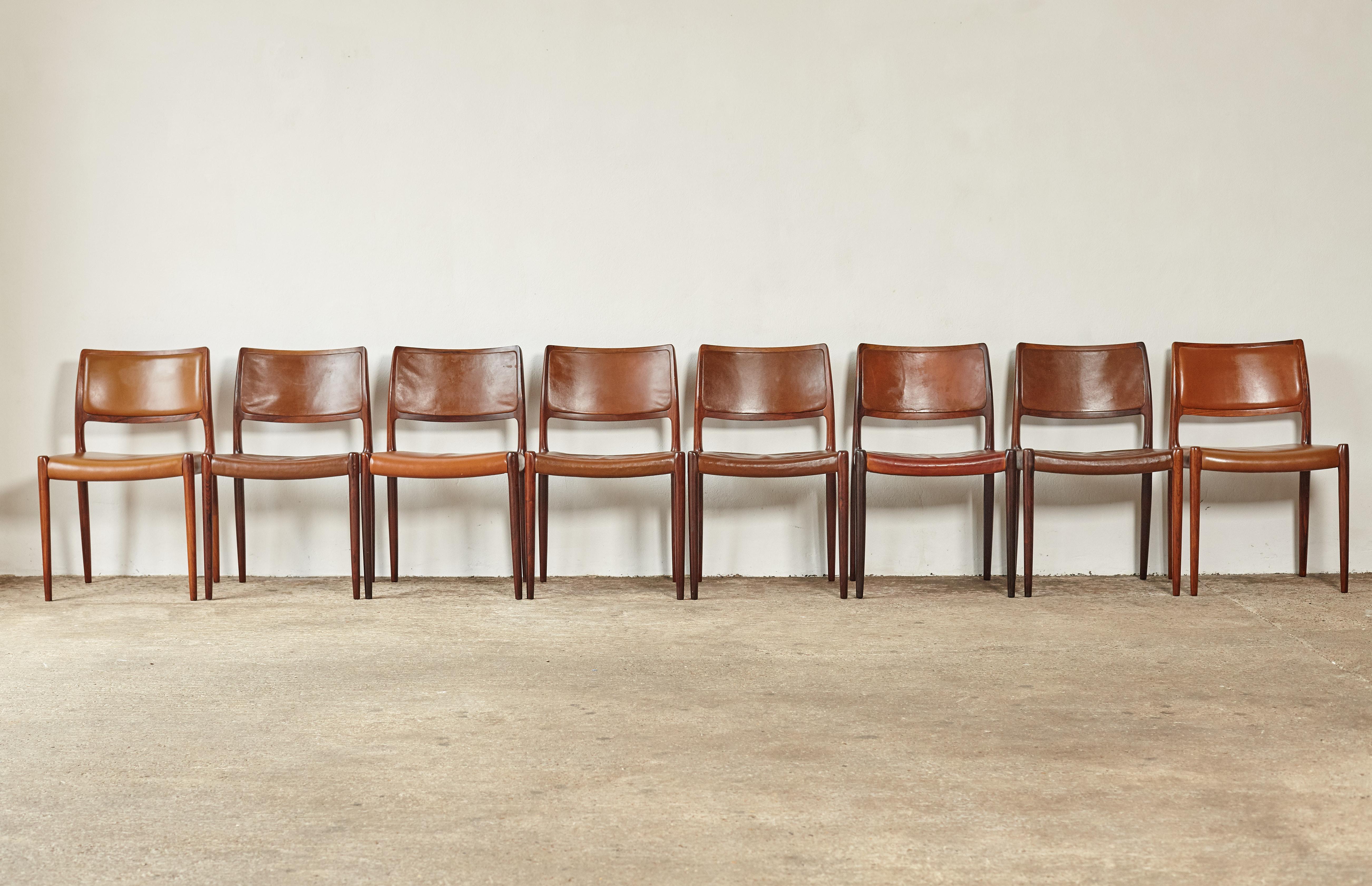 Set of Eight Niels O. Møller Model 80 Dining Chairs, JL Moller, Denmark, 1960s 1