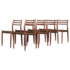 Set of Eight Niels O Moller (Møller) Model 78 Dining Chairs, Denmark, 1960s