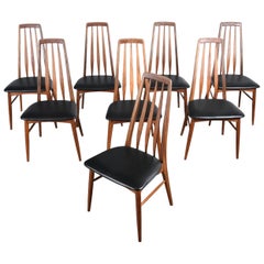 Set of Eight Nils Koefoed "Eva" Highback Dining Chairs in Teak