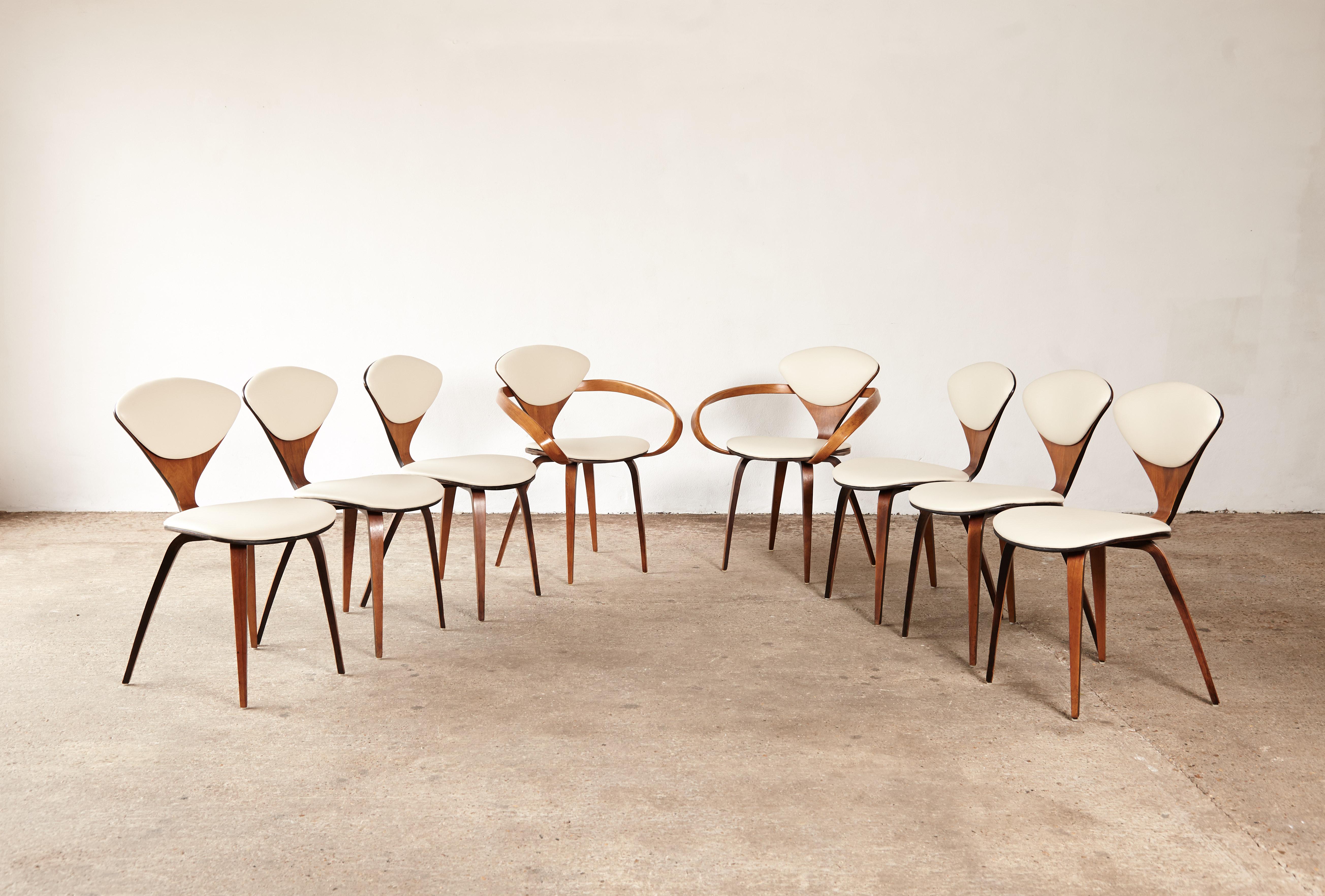 A set of eight original Norman Cherner pretzel dining chairs, made by Plycraft, USA in the 1960s. Bentwood frames. Newly upholstered in ivory vinyl. With makers label on one chair.    Fast shipping worldwide.




UK customers please note:   