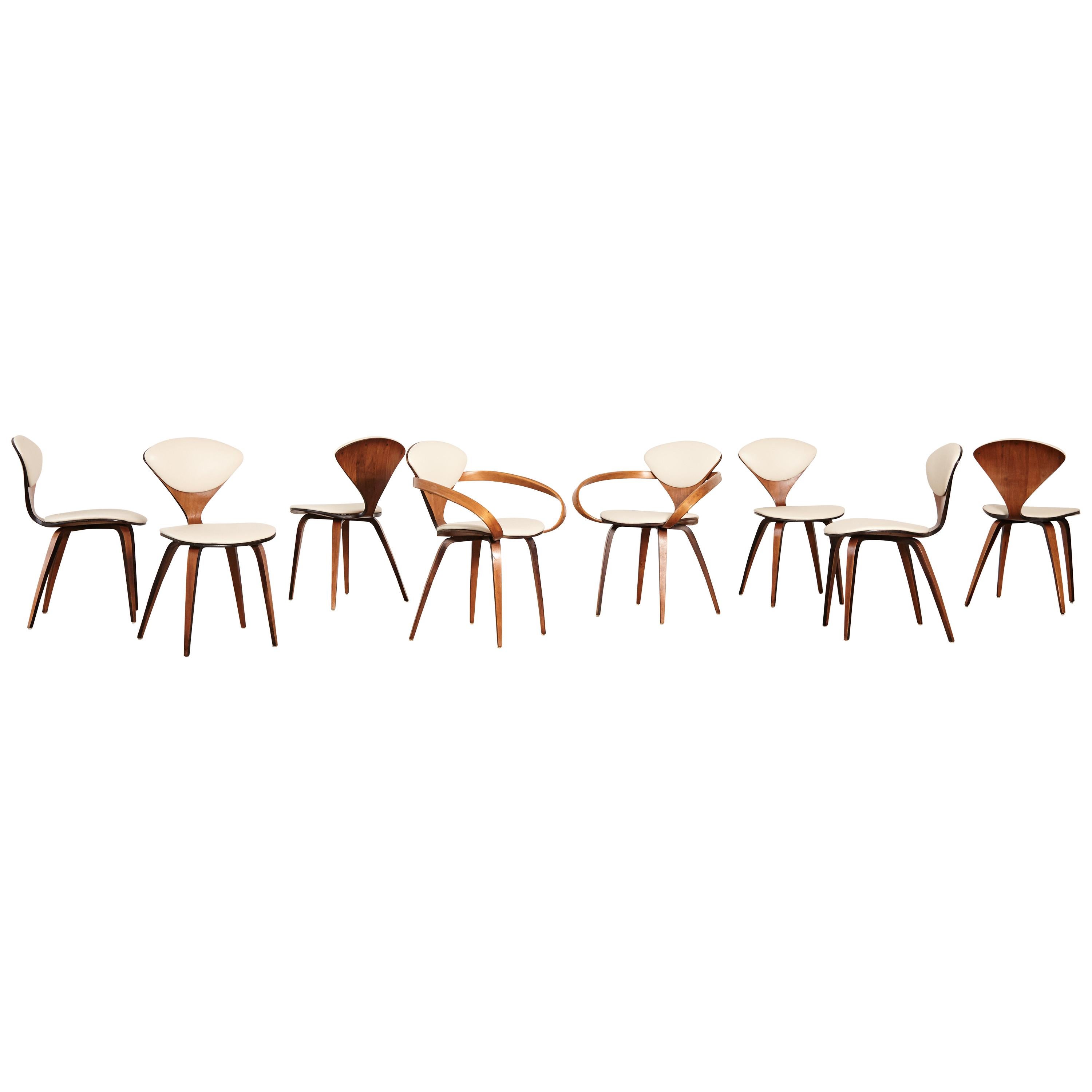 Set of Eight Norman Cherner Dining Chairs, Plycraft, USA, 1960s