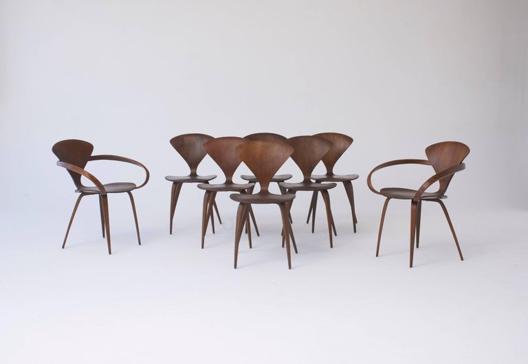 Set Of Eight Norman Cherner Dining Chairs Made By Plycraft In The Usa 1960s