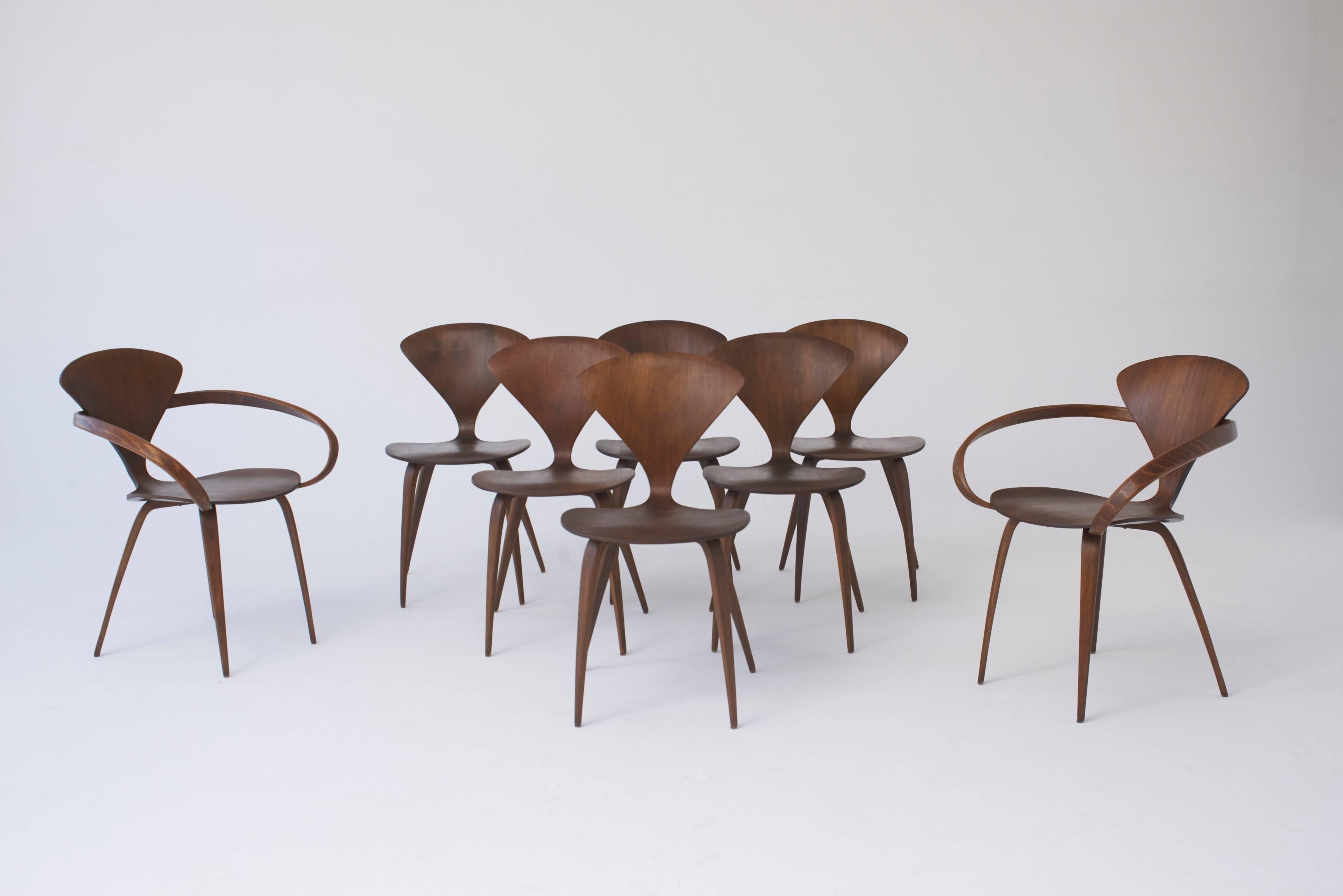 Mid-Century Modern Set of Eight Norman Cherner Dining Chairs, Made by Plycraft in the USA, 1960s