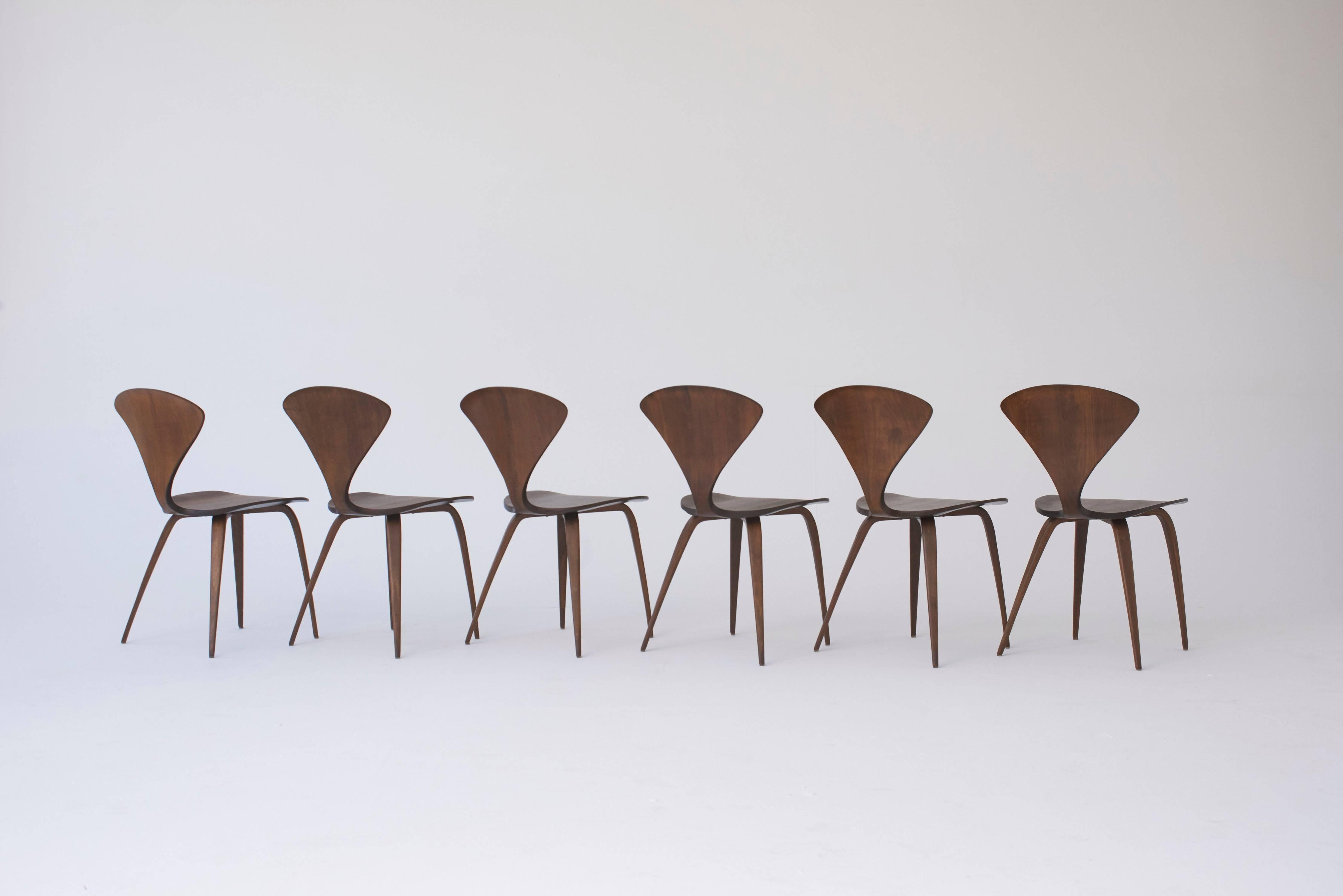 Wood Set of Eight Norman Cherner Dining Chairs, Made by Plycraft in the USA, 1960s