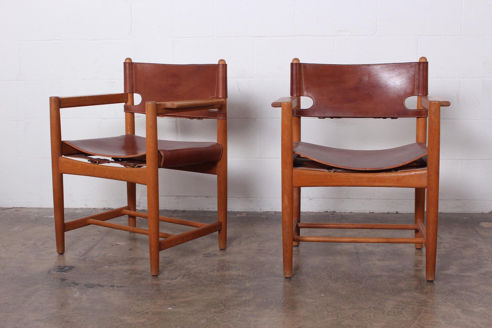 Set of Eight Oak and Leather Chairs by Børge Mogensen 6